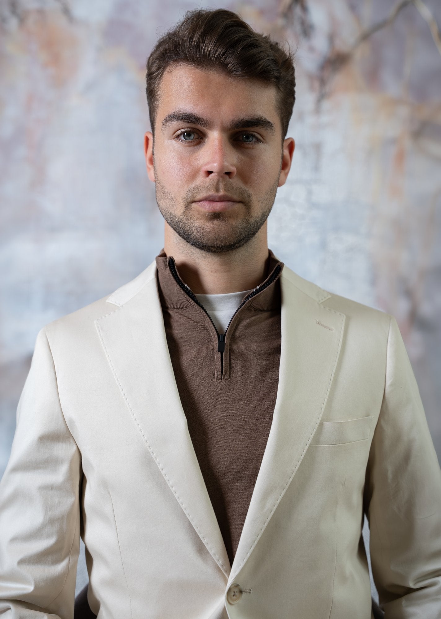 Crème Seven Dials colbert over bruine half-zip