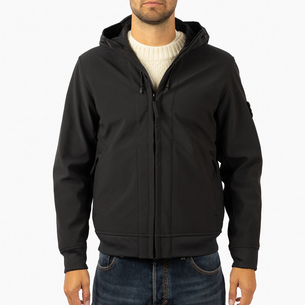 Stone Island Soft Shell Jack Zwart | SHELL-R_E.DYE® TECHNOLOGY