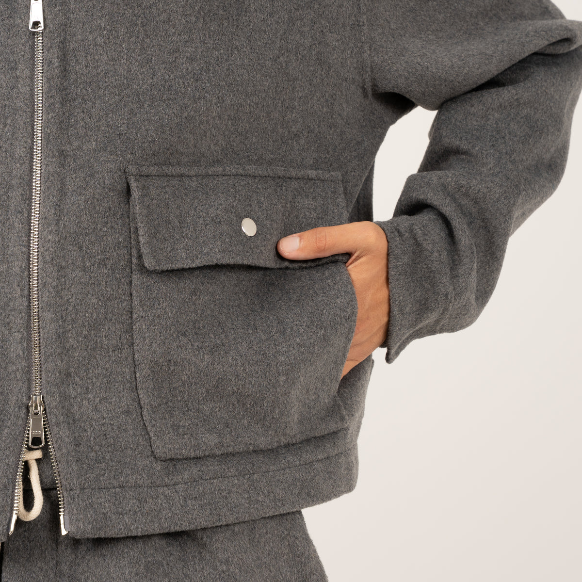 Hopeium Overshirt Grijs | Winter Wooly Short Jacket