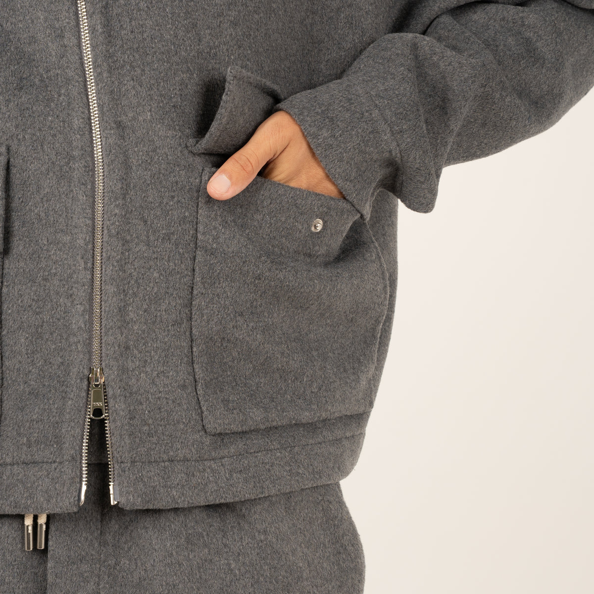 Hopeium Overshirt Grijs | Winter Wooly Short Jacket