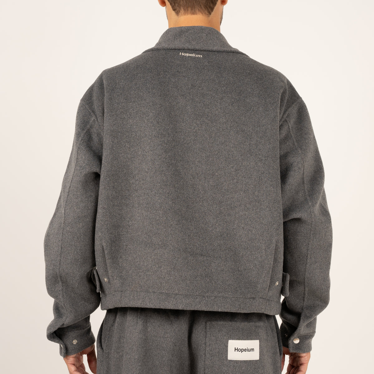 Hopeium Overshirt Grijs | Winter Wooly Short Jacket