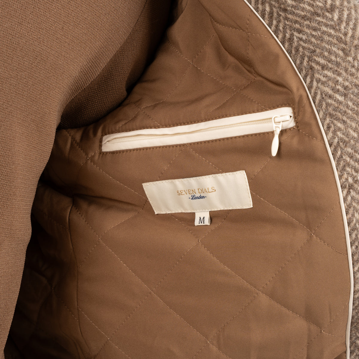 SEVEN DIALS Bomberjack Visgraat Beige | Dhaka