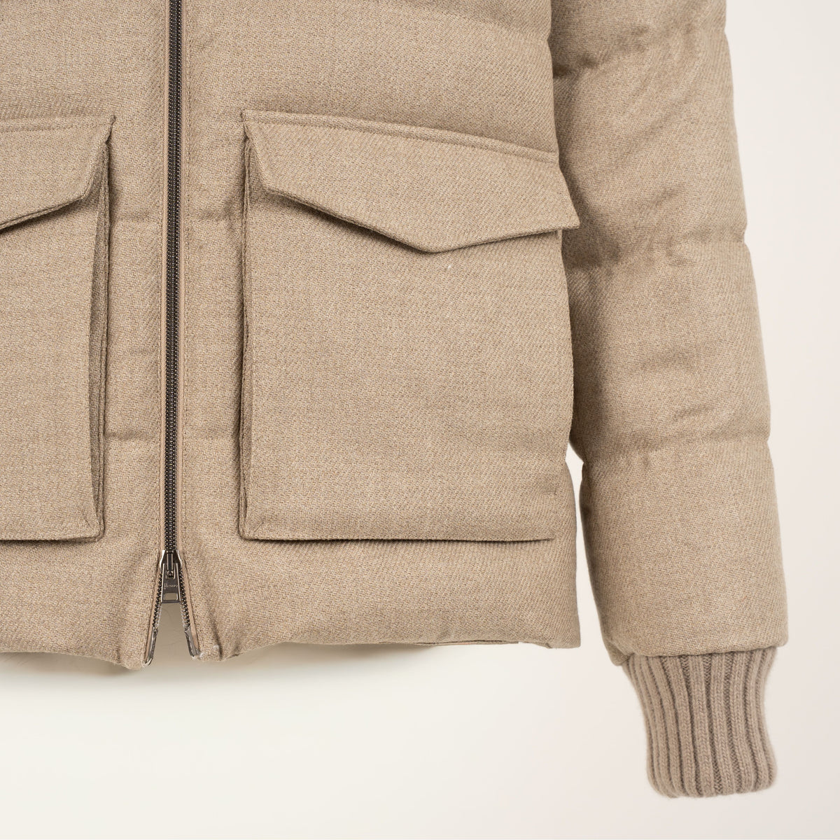 Herno Bomberjack Beige | Wool Tweed