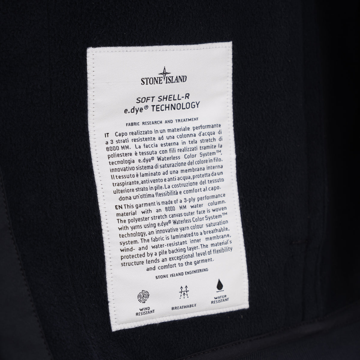 Stone Island Soft Shell Jack Blauw | SHELL-R_E.DYE® TECHNOLOGY
