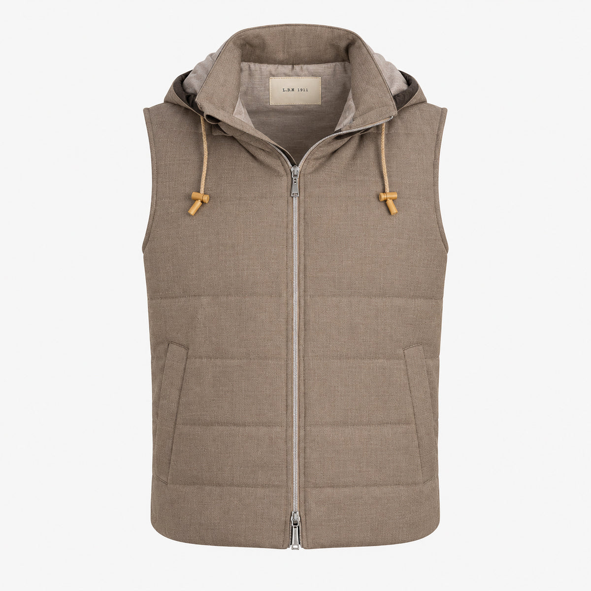 L.B.M. 1911 Bodywarmer Beige | Hooded Gilet