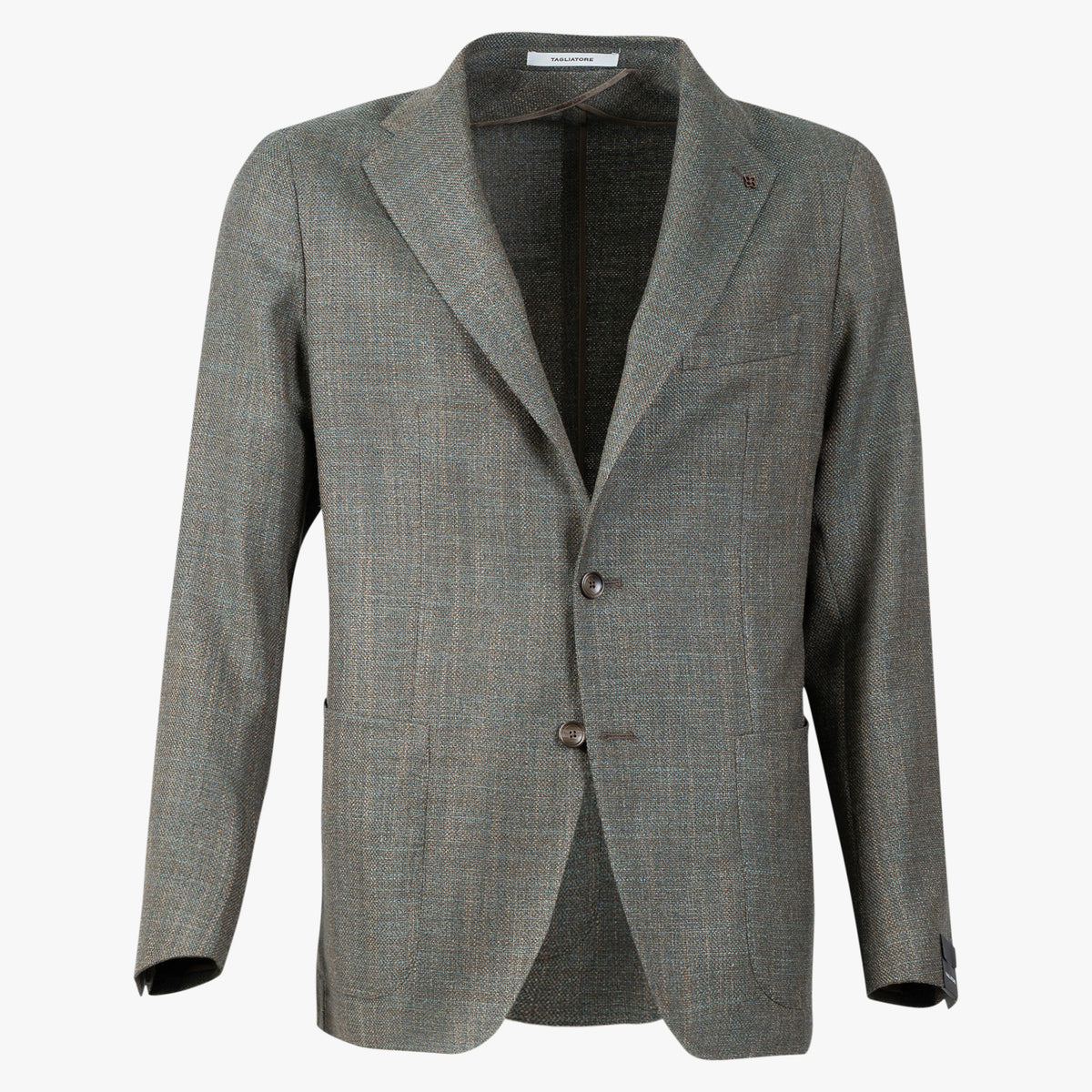 TAGLIATORE Colbert Turquoise & Camel | Wool & Silk