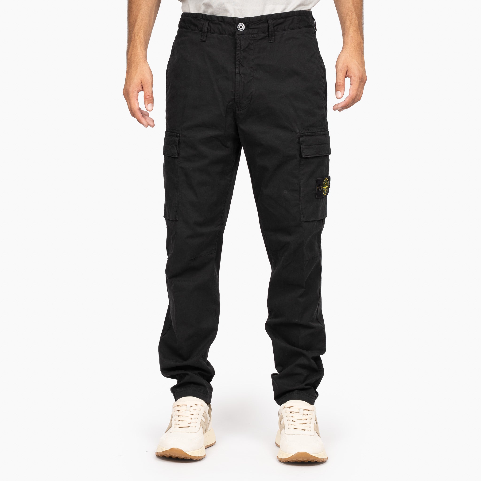 Stone Island Cargobroek Zwart | Stretch Cotton Twill
