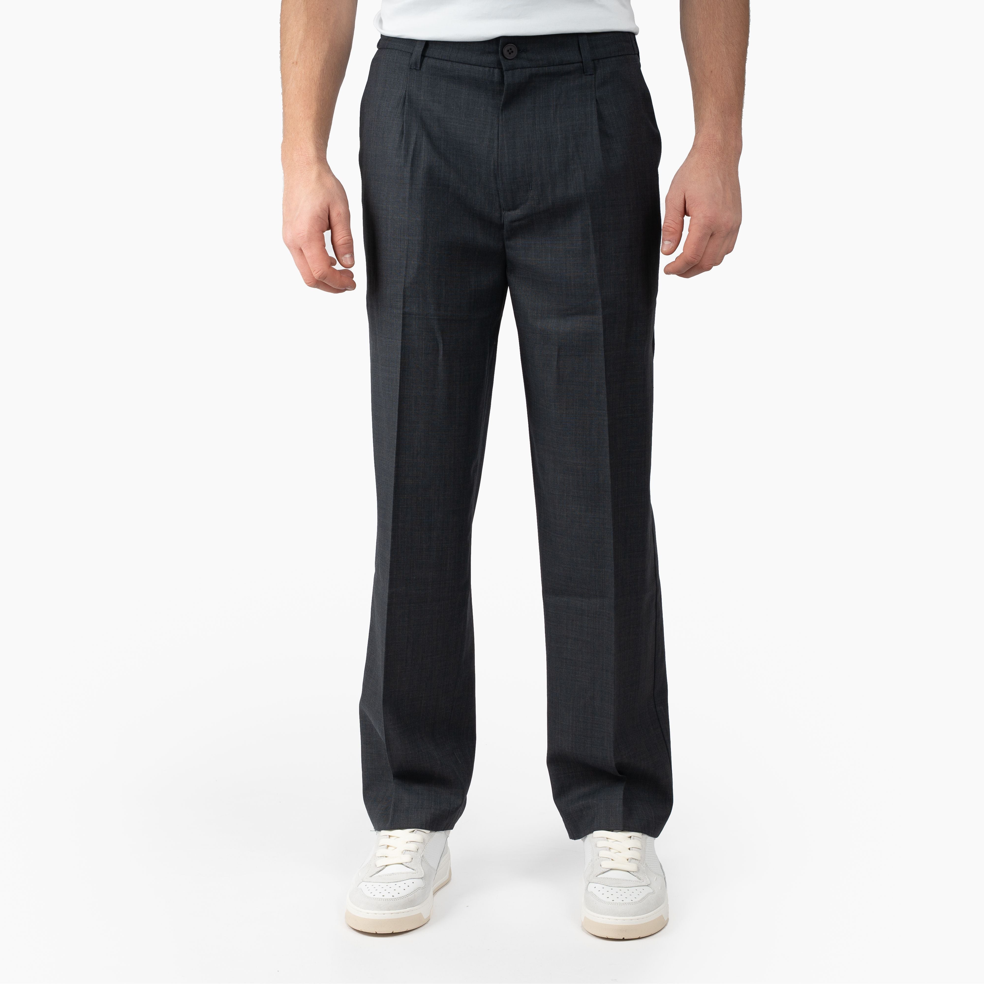 Olaf Pantalon Grijs | Regular Wool Blend Pleated