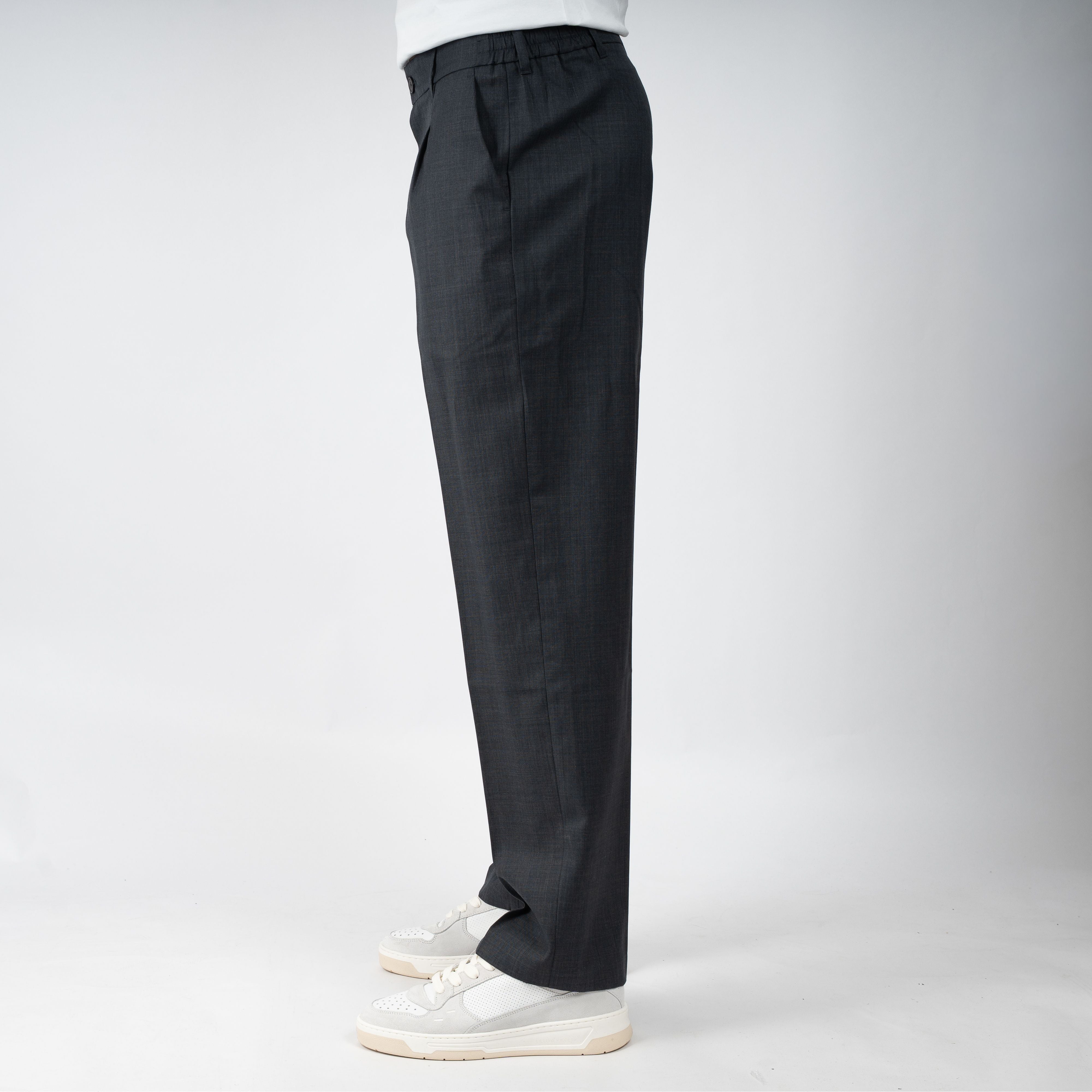 Olaf Pantalon Grijs | Regular Wool Blend Pleated