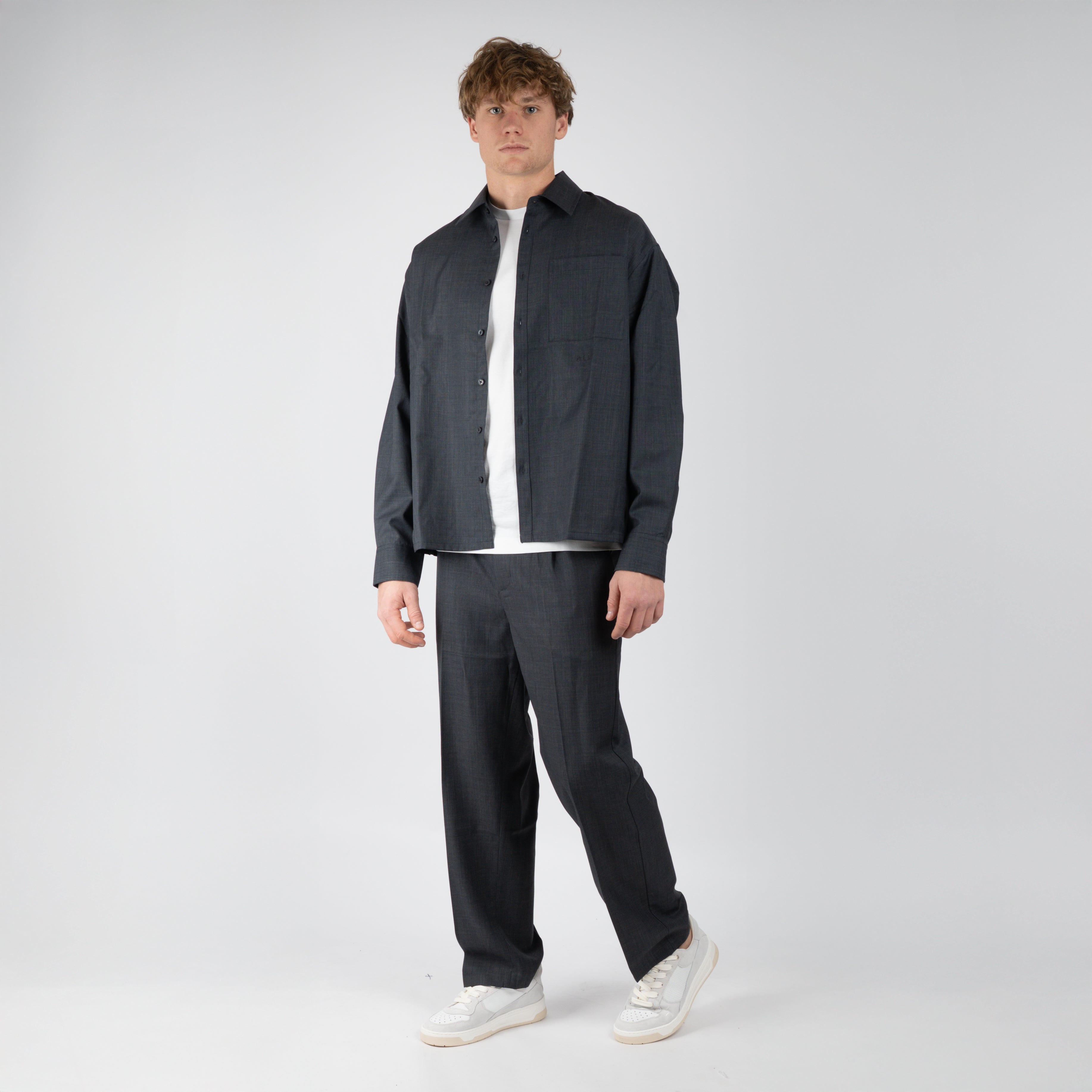 Olaf Pantalon Grijs | Regular Wool Blend Pleated