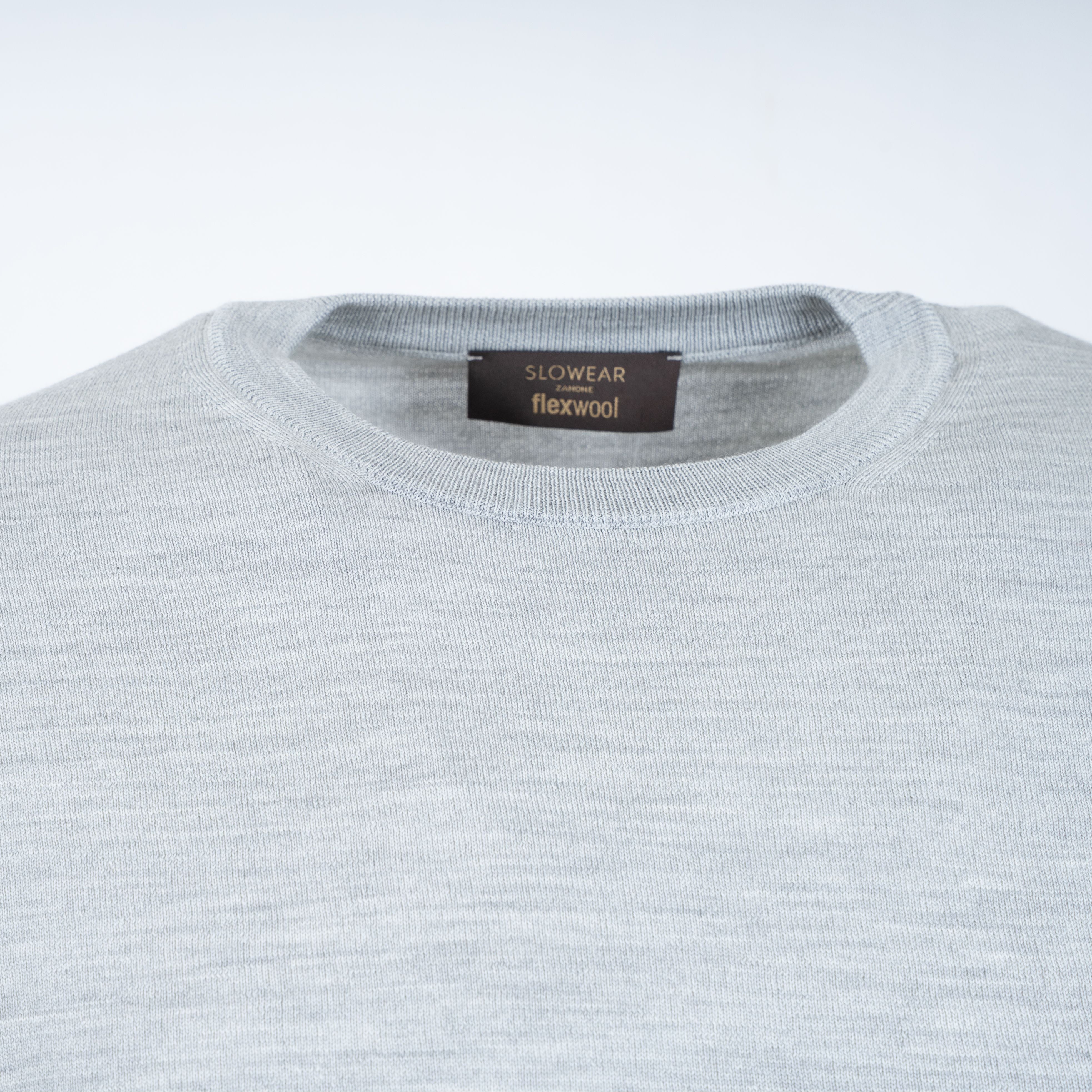 Slowear Gebreide Ronde Hals Trui Grijs | Flexwool
