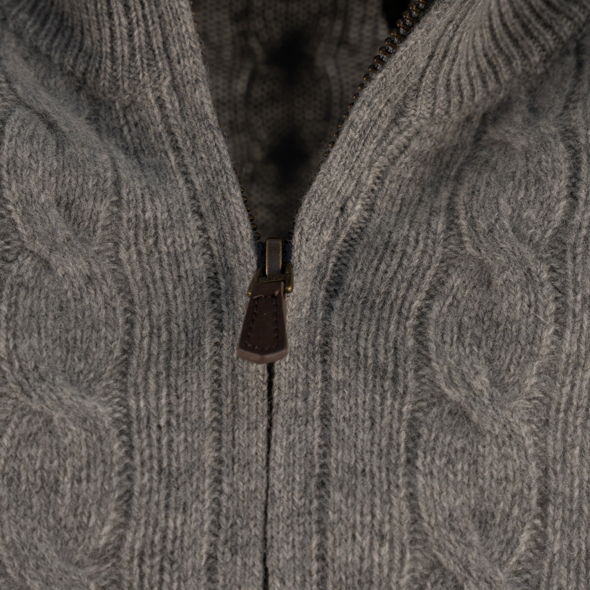 Ralph Lauren Gebreide Kabeltrui met Rits Grijs | Cable-Knit Cotton