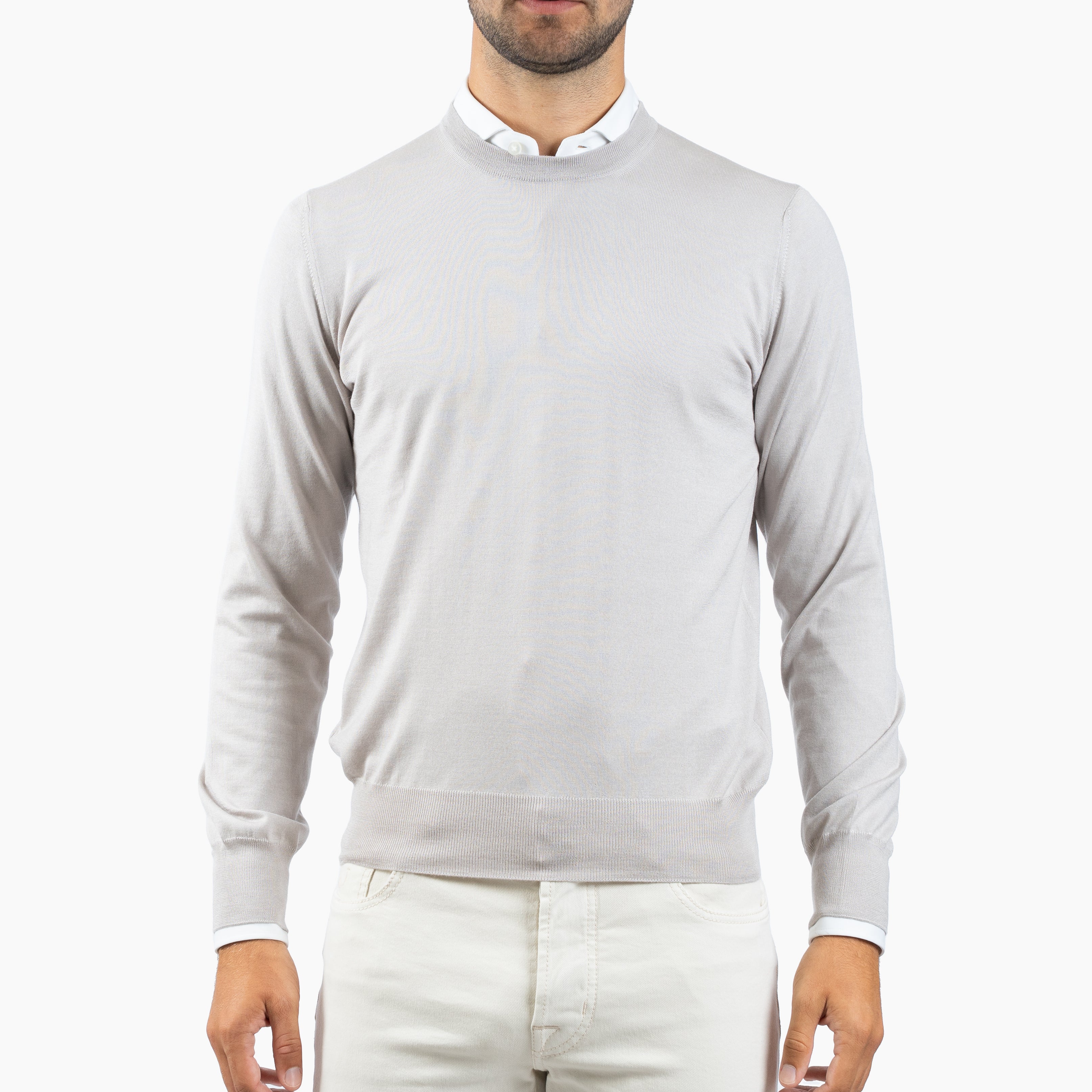 Gran Sasso Gebreide Trui Ronde Hals Kit Wit | Cashmere-Lana-Seta