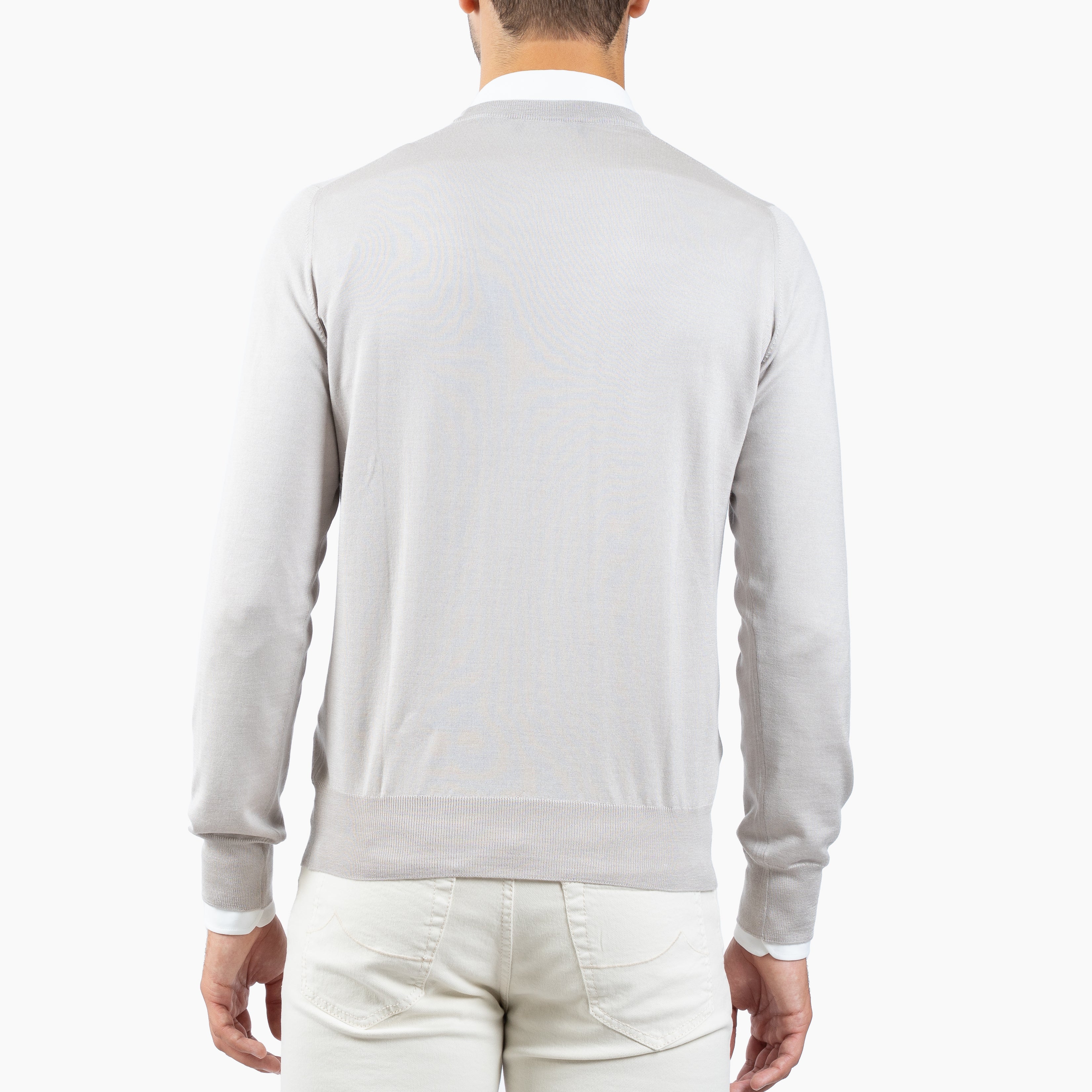 Gran Sasso Gebreide Trui Ronde Hals Kit Wit | Cashmere-Lana-Seta