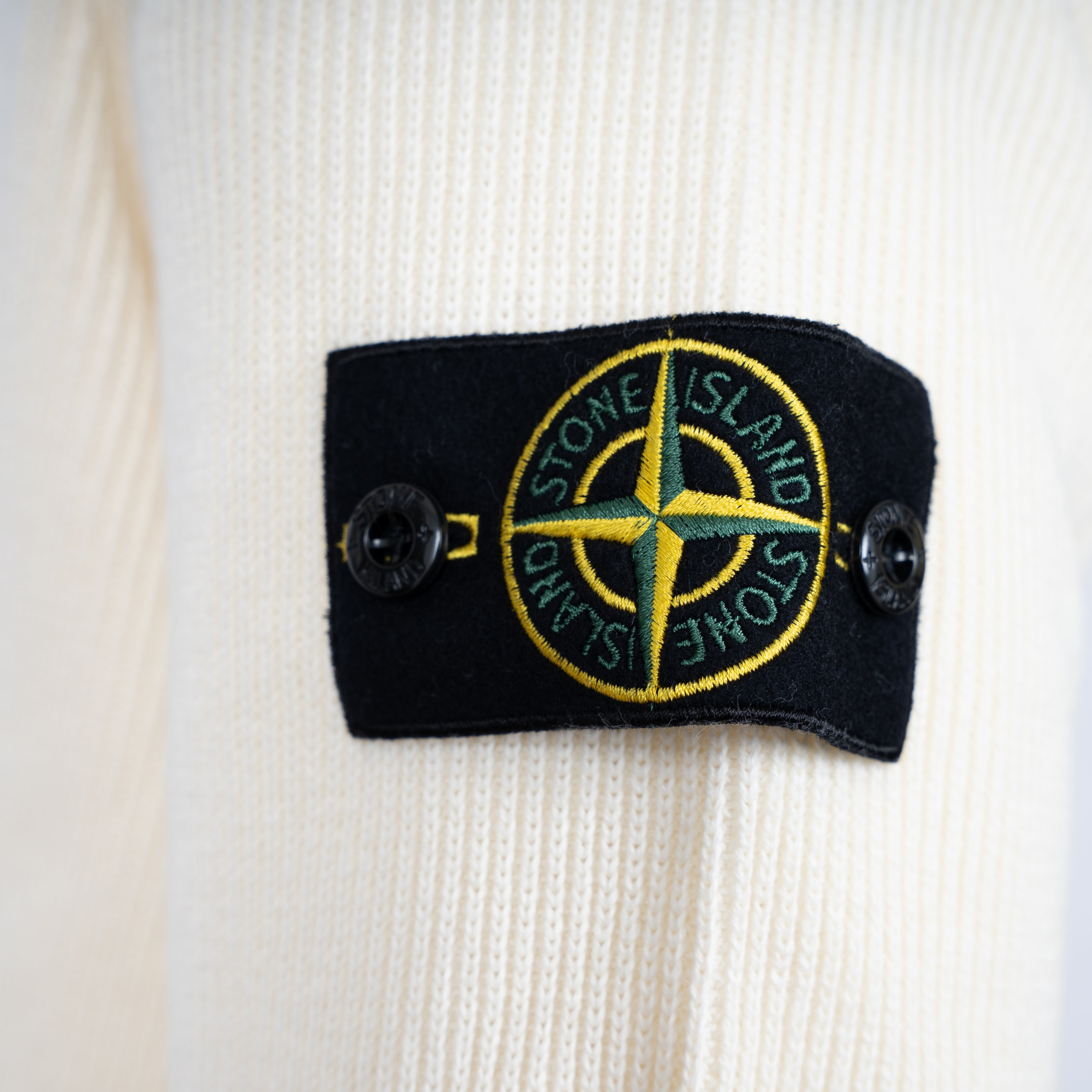 Stone Island Gebreide Trui met Rits Crème | Soft Organic Cotton
