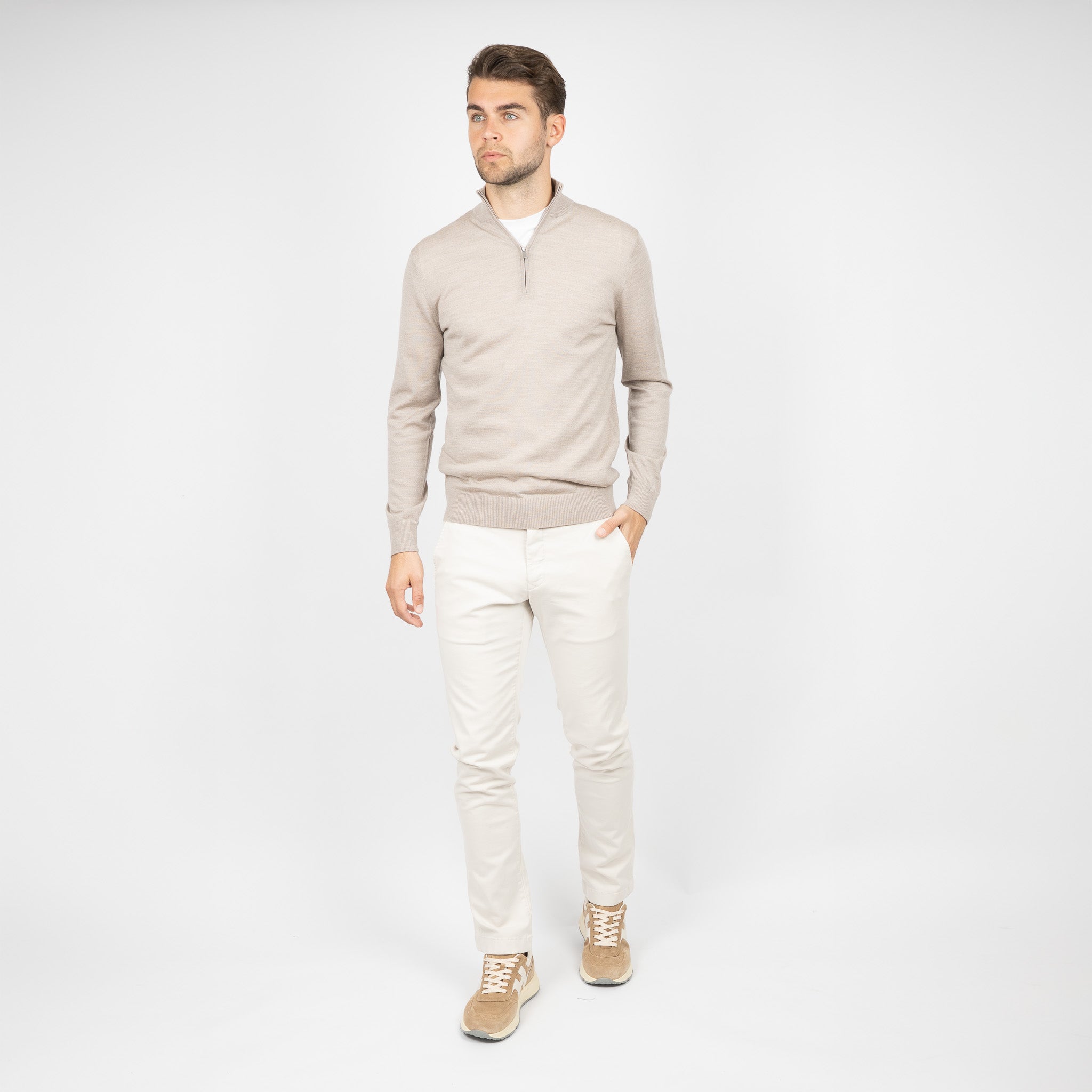 SEVEN DIALS Gebreide Trui met Rits Beige | Bothe