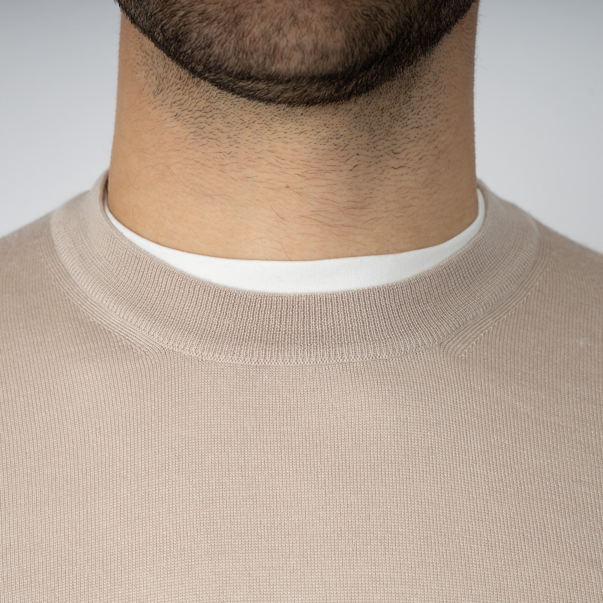 Gran Sasso Gebreide Trui Ronde Hals Beige | Cashmere-Lana-Seta