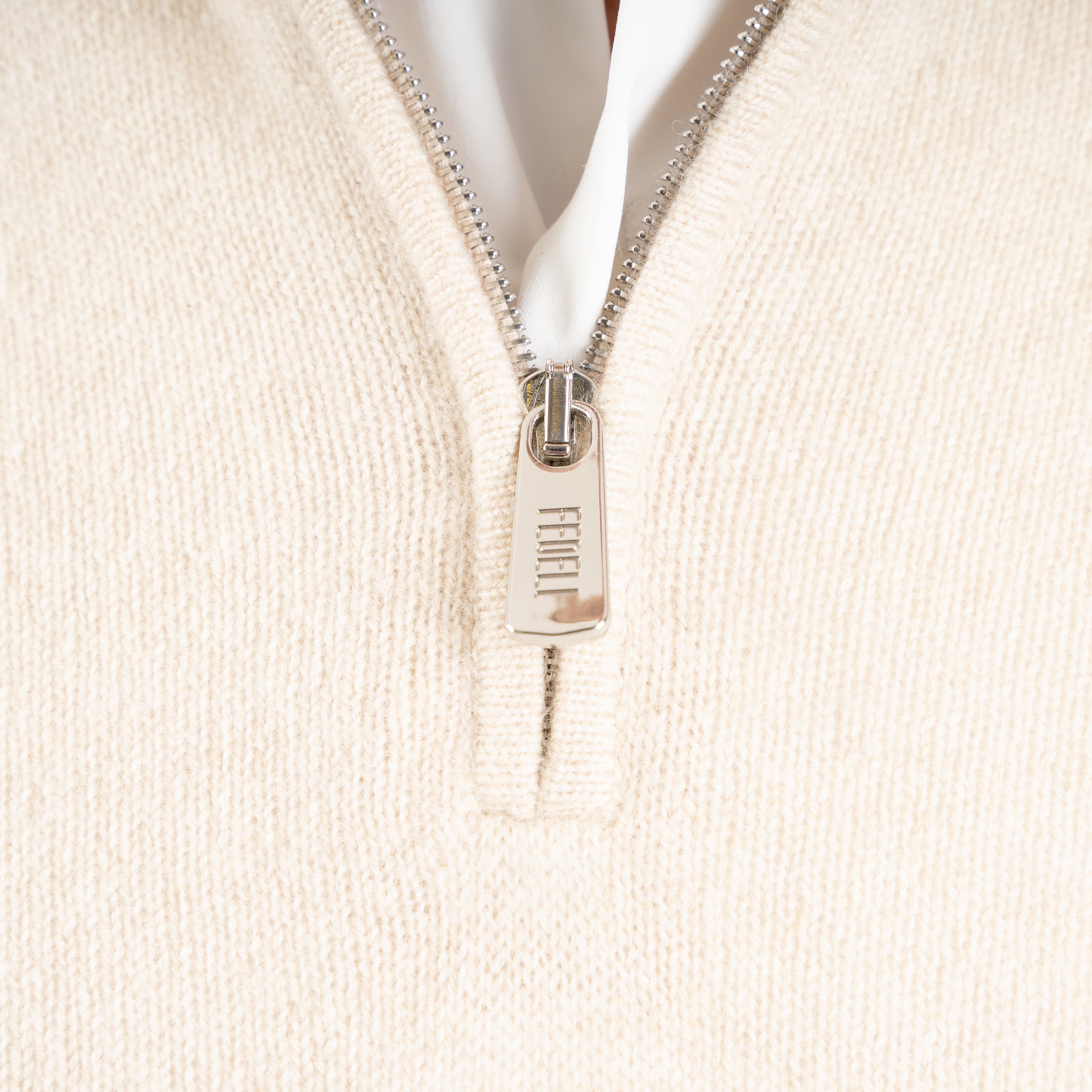 Fedeli Gebreide Trui met Rits Beige | Favonio Persia Cashmere