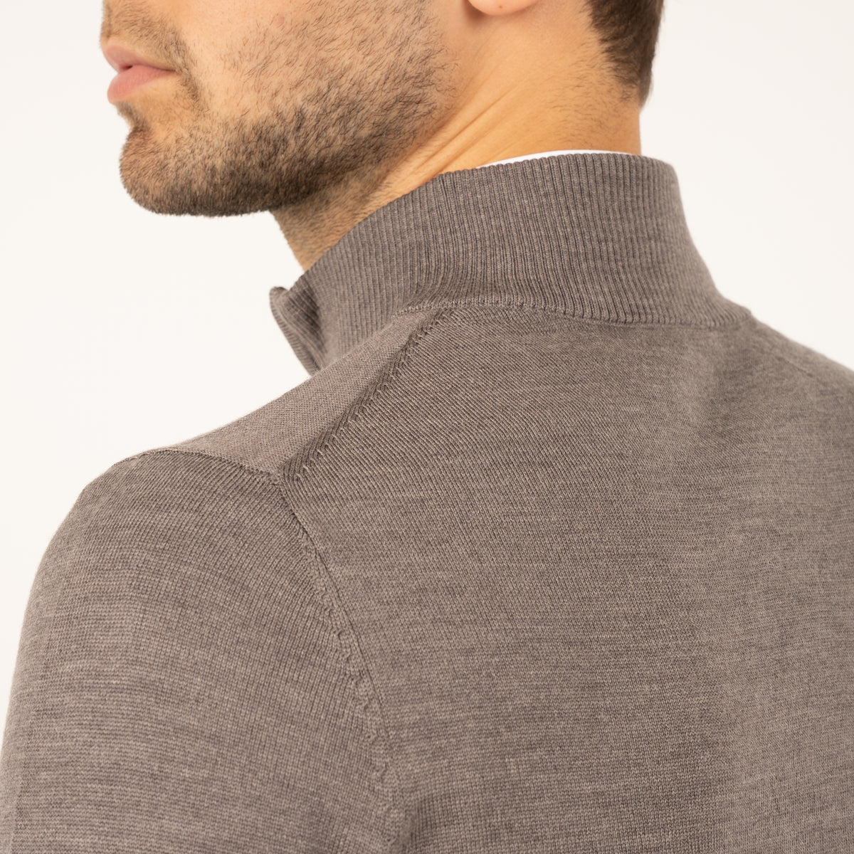 SEVEN DIALS Gebreide Trui met Rits Taupe | Saul
