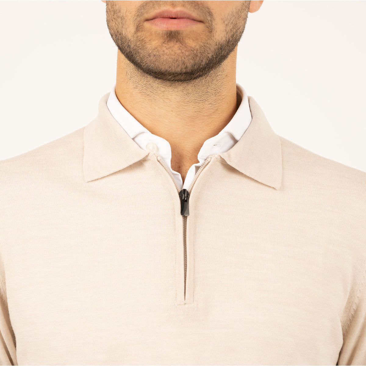 SEVEN DIALS Gebreide Trui met Rits en Polokraag Beige | Athene