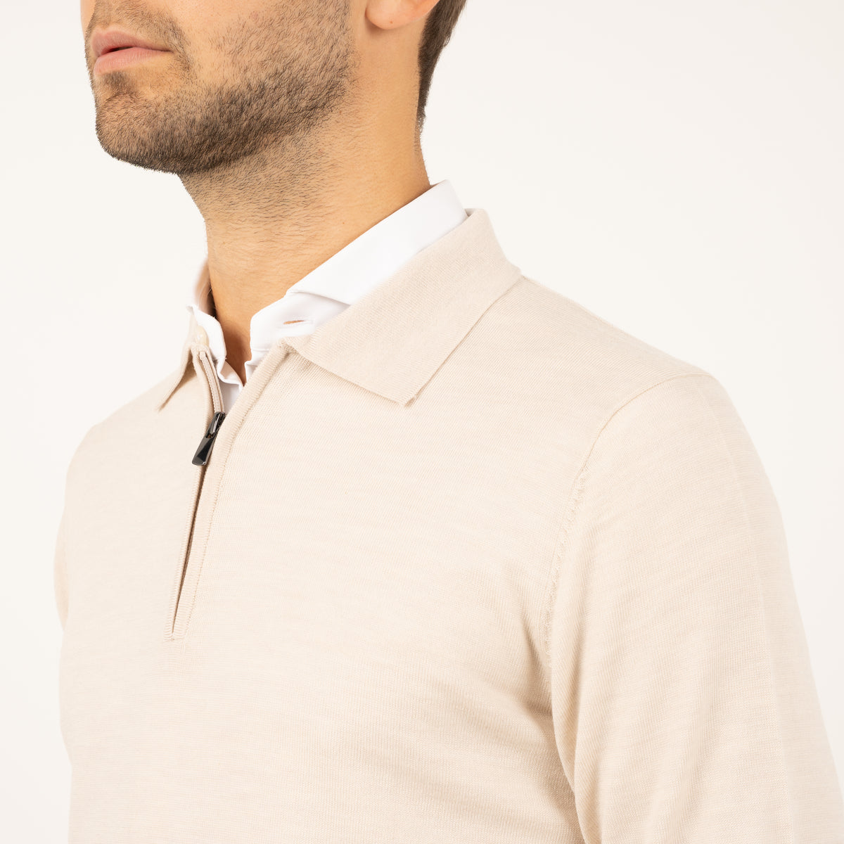SEVEN DIALS Gebreide Trui met Rits en Polokraag Beige | Athene