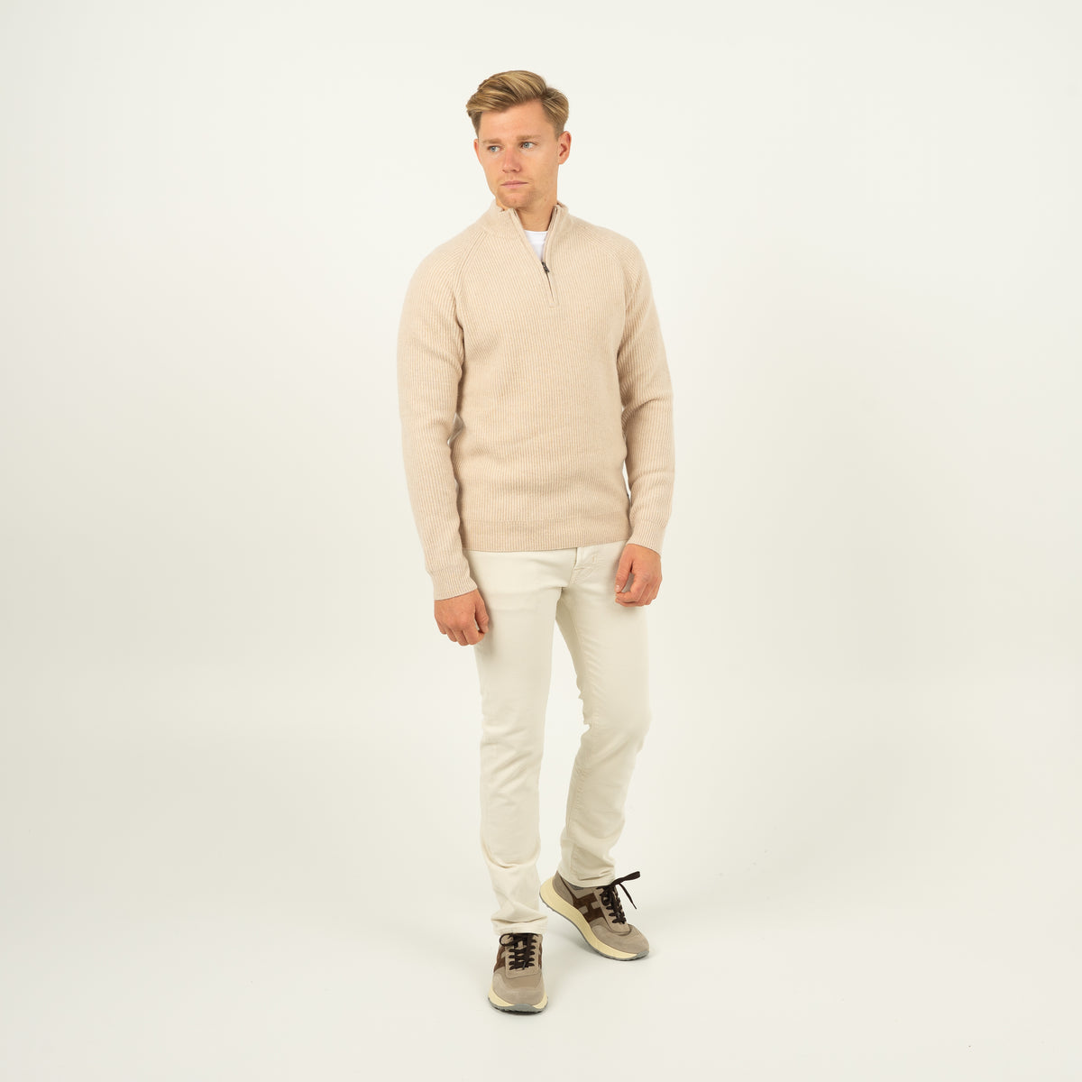 SEVEN DIALS Gebreide Trui met Rits Beige | Saigon