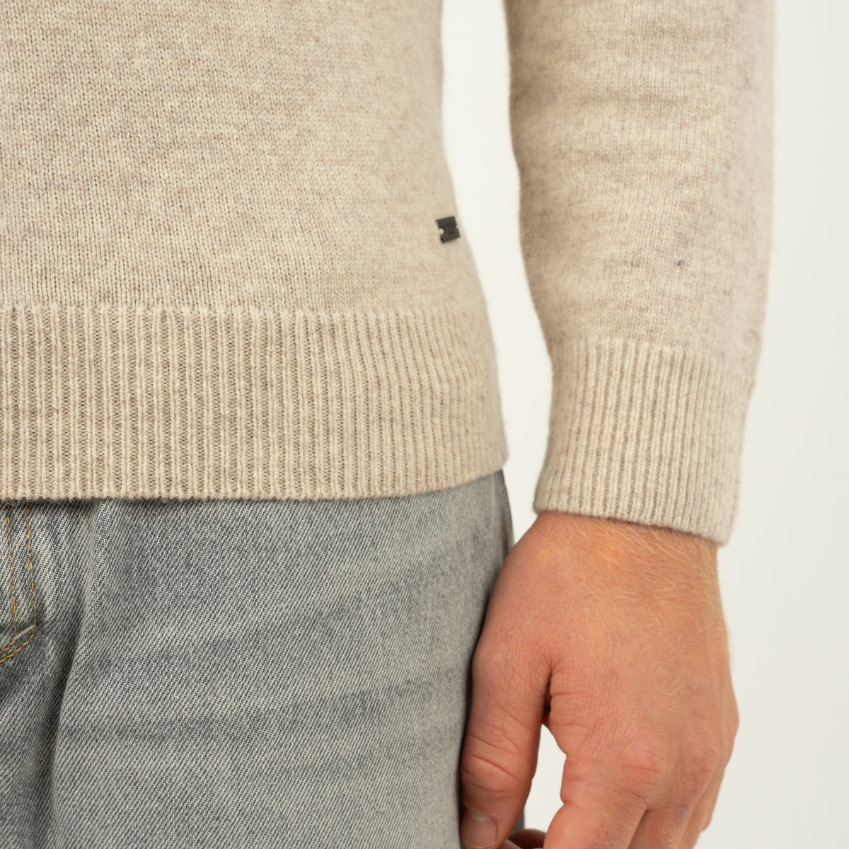 SEVEN DIALS Gebreide Trui Buttonless Polokraag Beige | Dakar