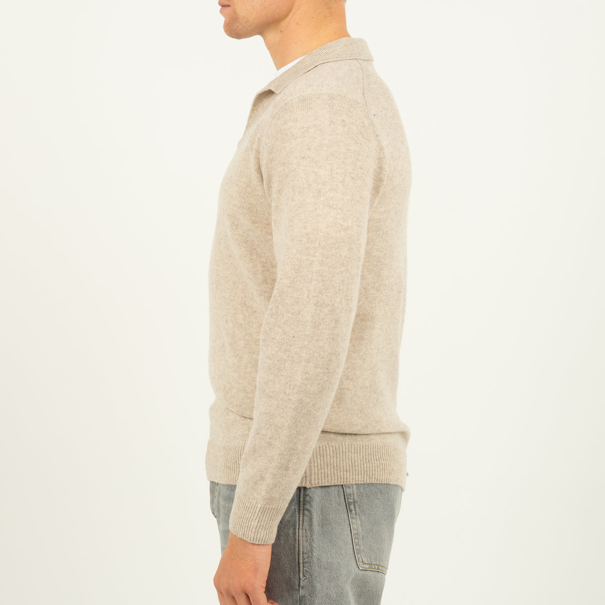 SEVEN DIALS Gebreide Trui Buttonless Polokraag Beige | Dakar