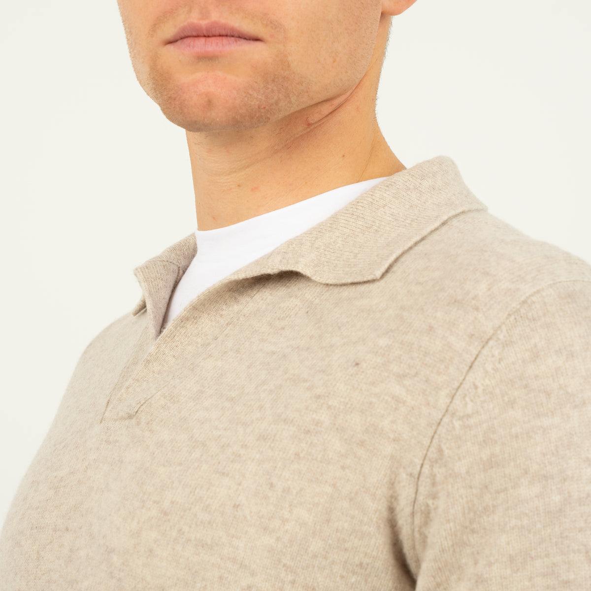 SEVEN DIALS Gebreide Trui Buttonless Polokraag Beige | Dakar