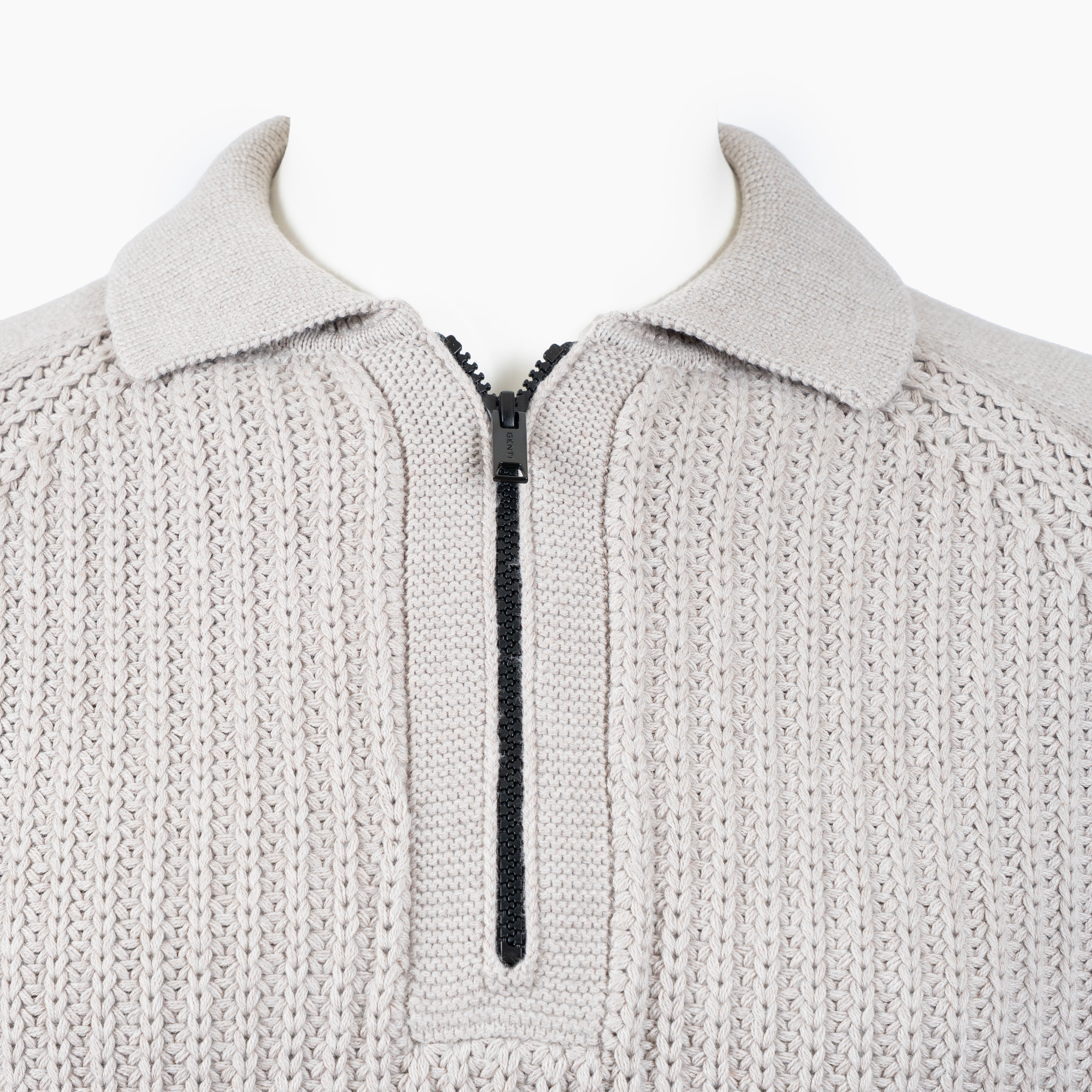 Genti Gebreide Trui met Rits Beige | Cotton