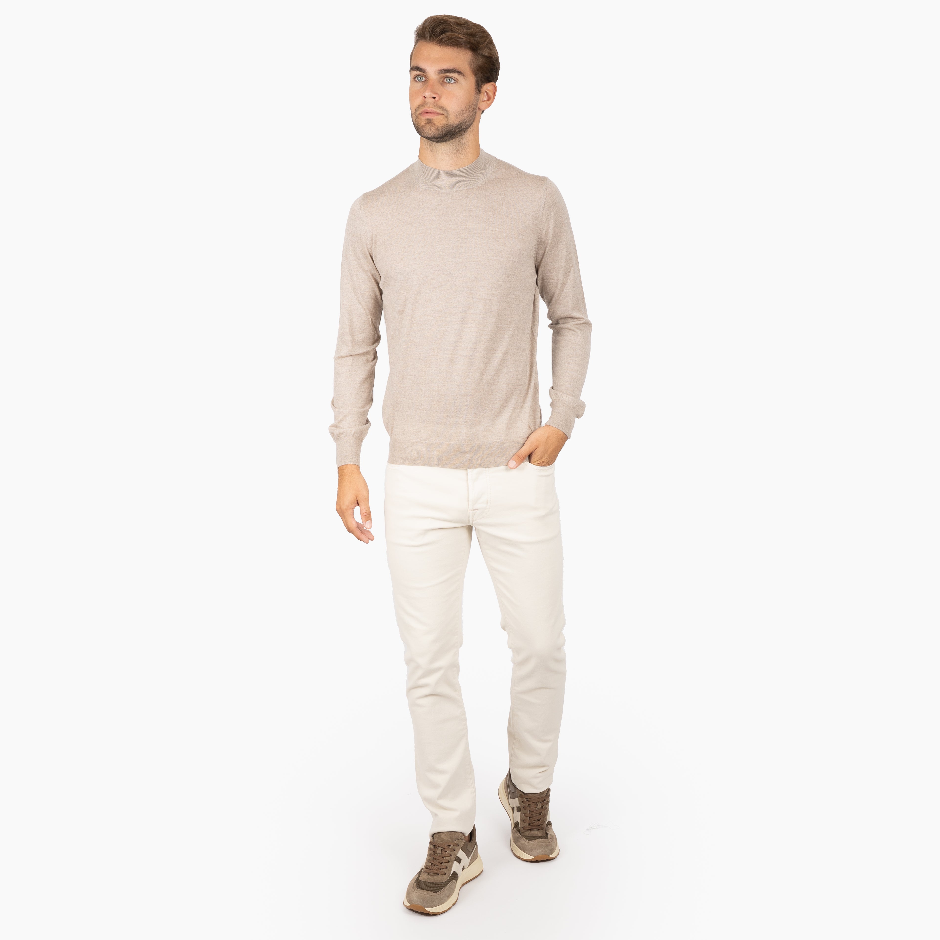 Gran Sasso Gebreide Turtleneck Trui Beige | Extrafine Merino