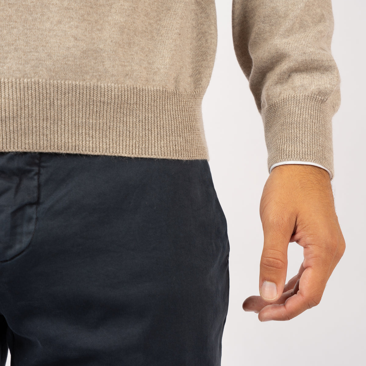 Gran Sasso Gebreide Trui met Rits Beige | Extrafine Merino