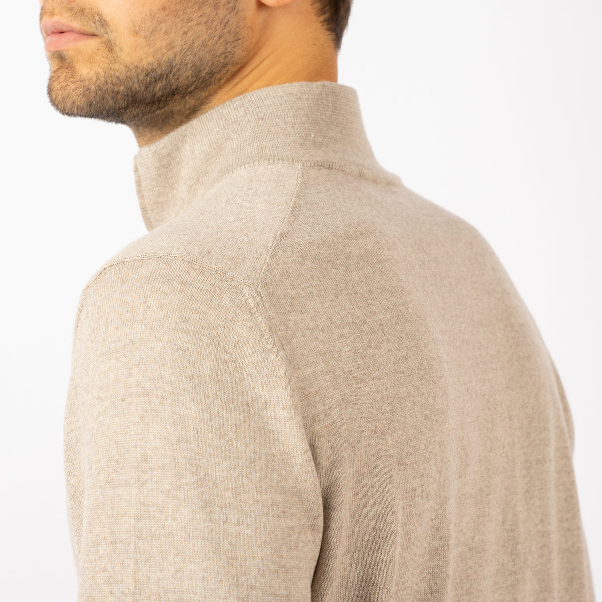 Gran Sasso Gebreide Trui met Rits Beige | Extrafine Merino