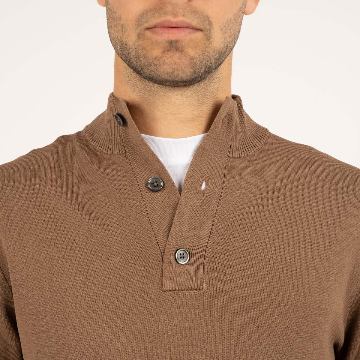 SEVEN DIALS Technische Trui met Knopenlijst Camel | Tila