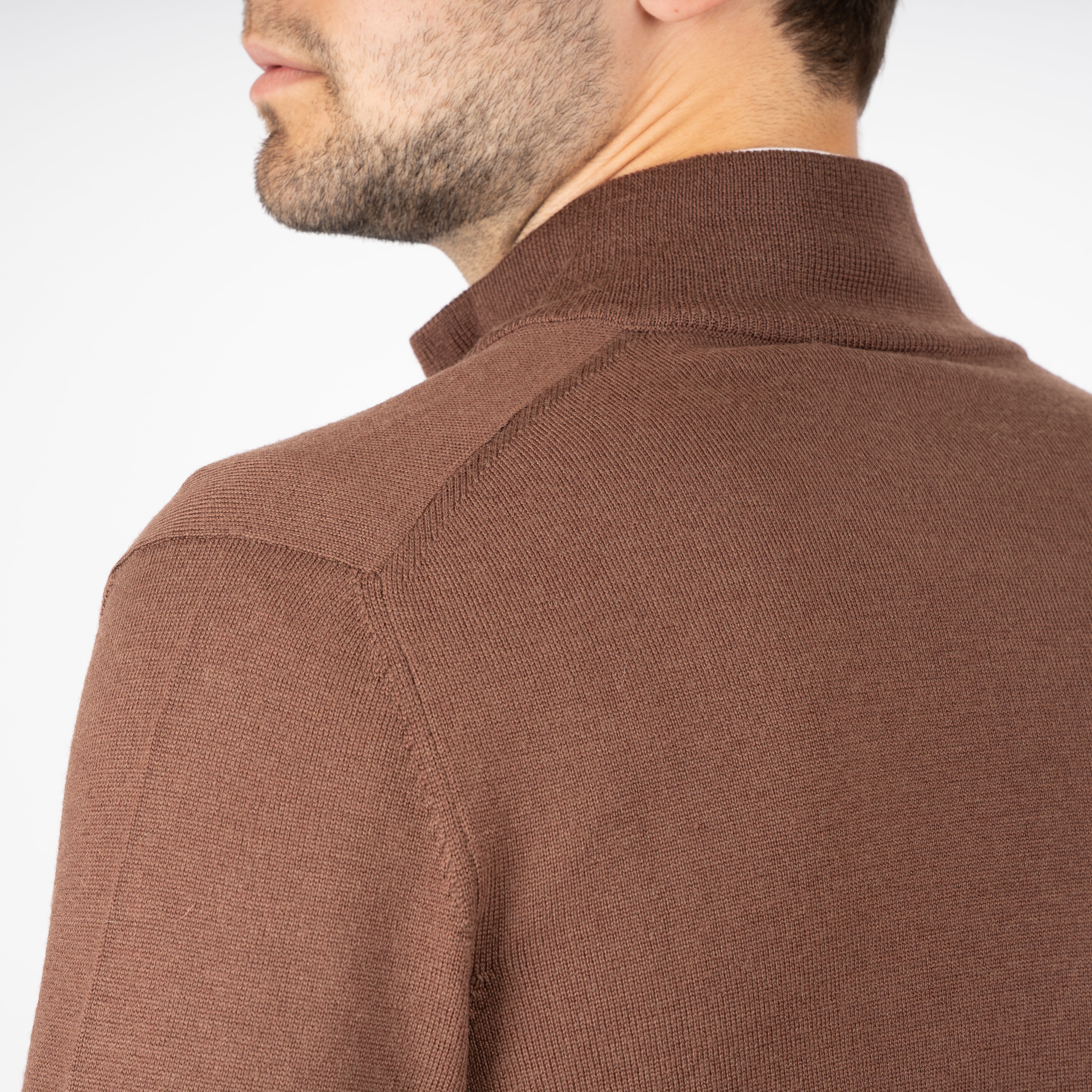 Gran Sasso Gebreide Trui met Rits Camel | Extrafine Merino