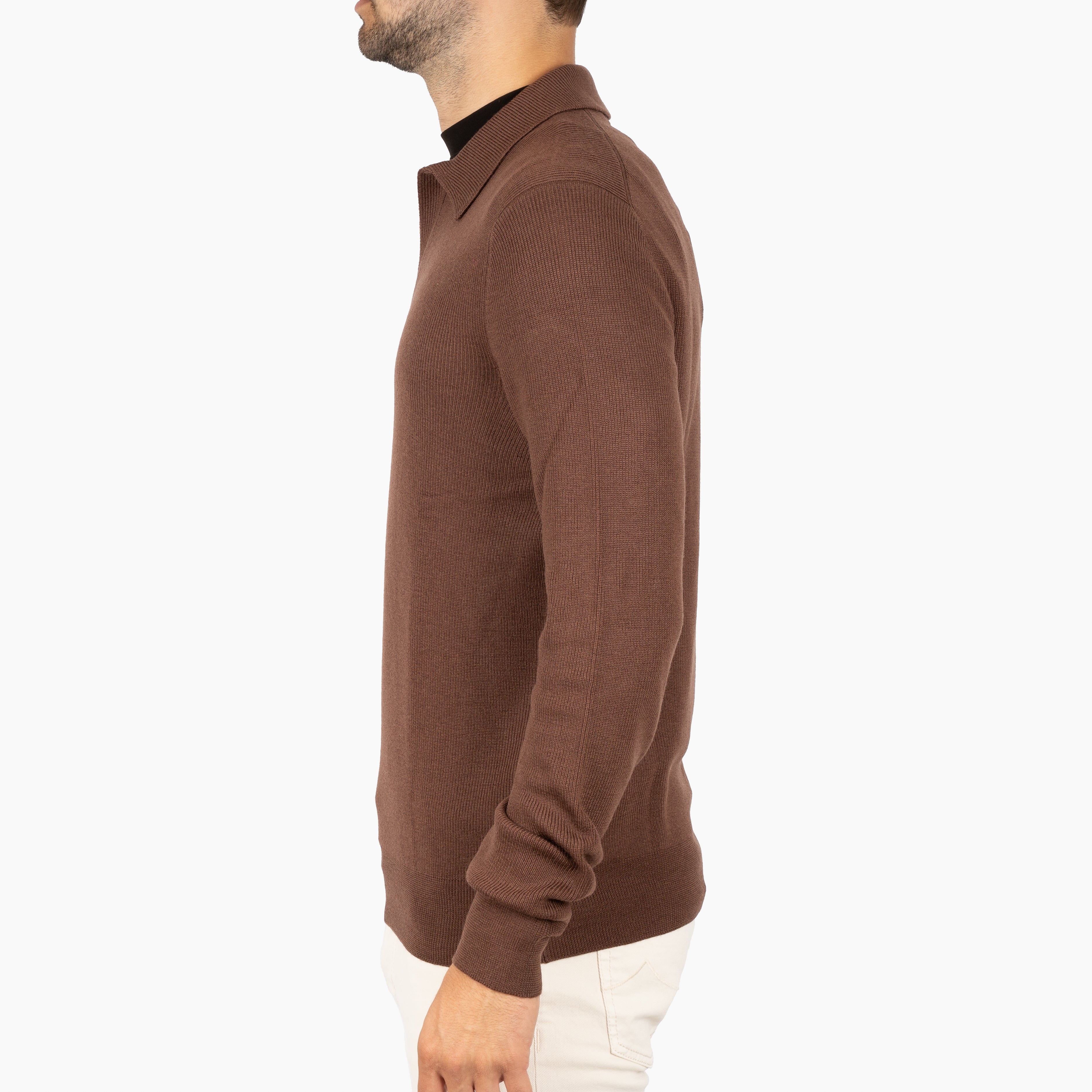 Gran Sasso Gebreide Buttonless Polotrui Camel | Extrafine Merino