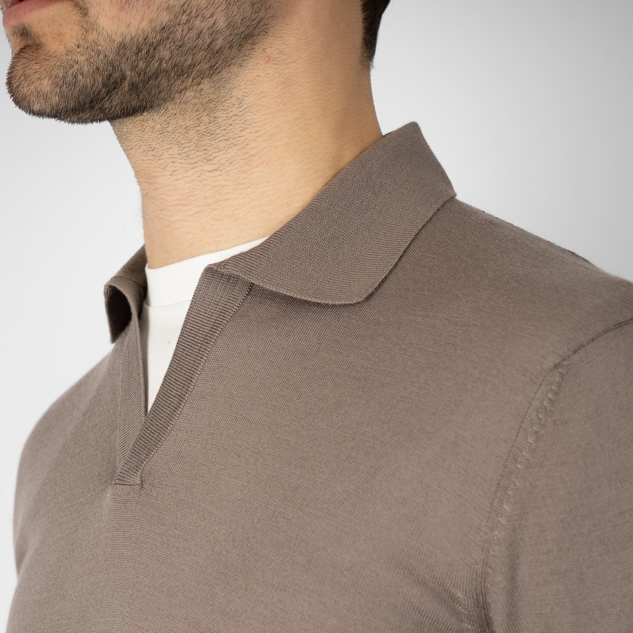 Gran Sasso Gebreide Trui Buttonless Polokraag Taupe | Athleisure