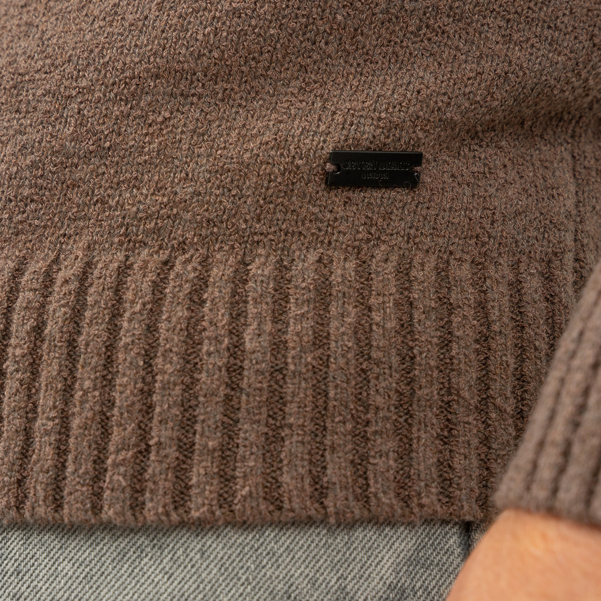 SEVEN DIALS Gebreide Polo met Lange Mouw Taupe | Ismir