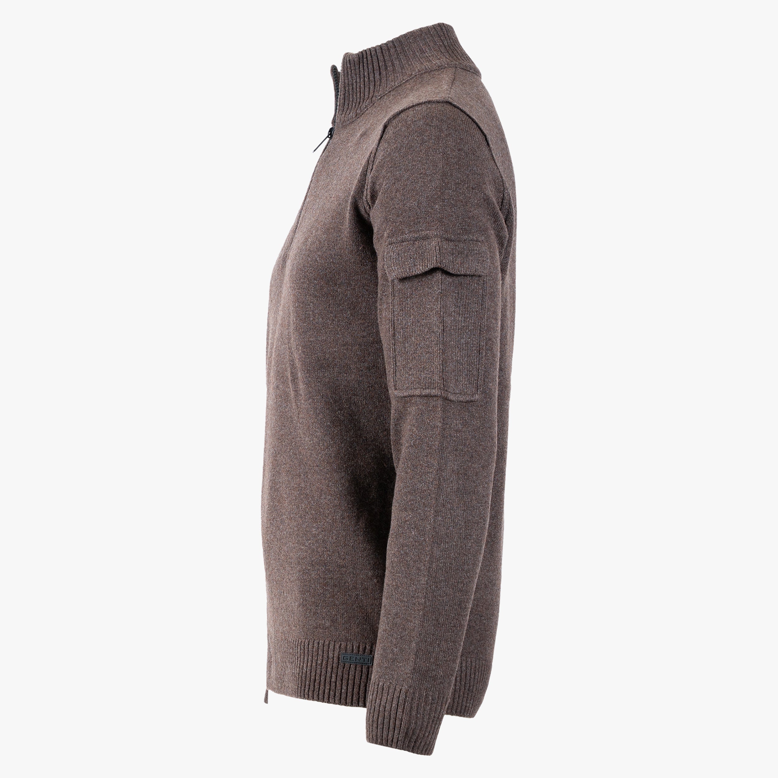 Genti Gebreide Trui met Rits Bruin | RWS Wool