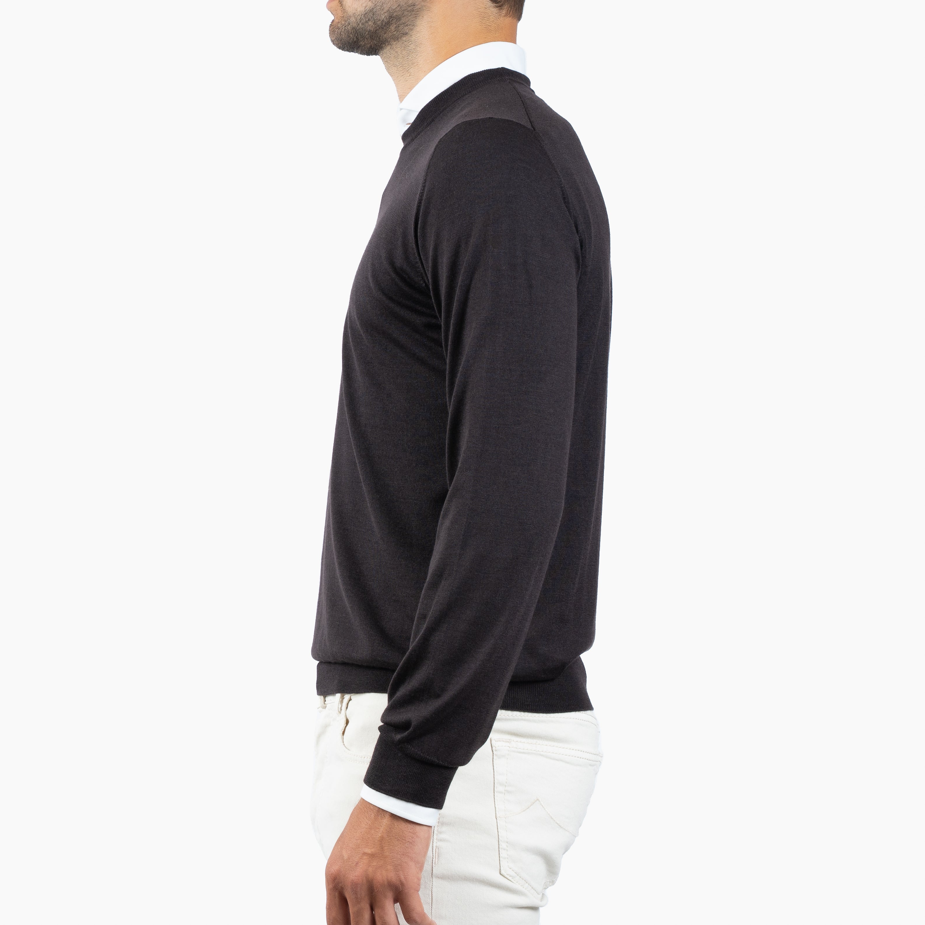 Gran Sasso Gebreide Trui Ronde Hals Bruin | Cashmere-Lana-Seta