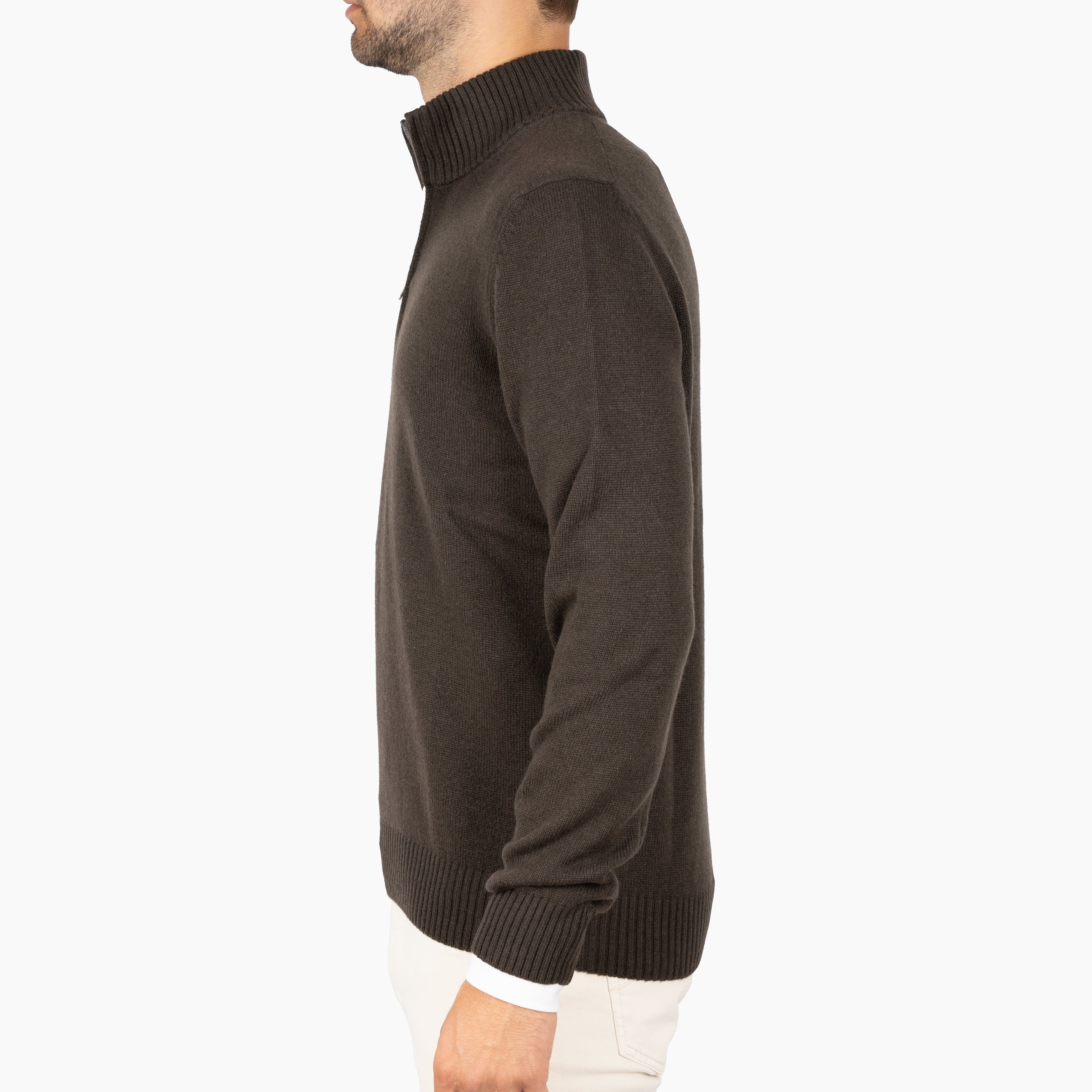 Gran Sasso Gebreide Trui met Rits Bruin | Cashmere Lana
