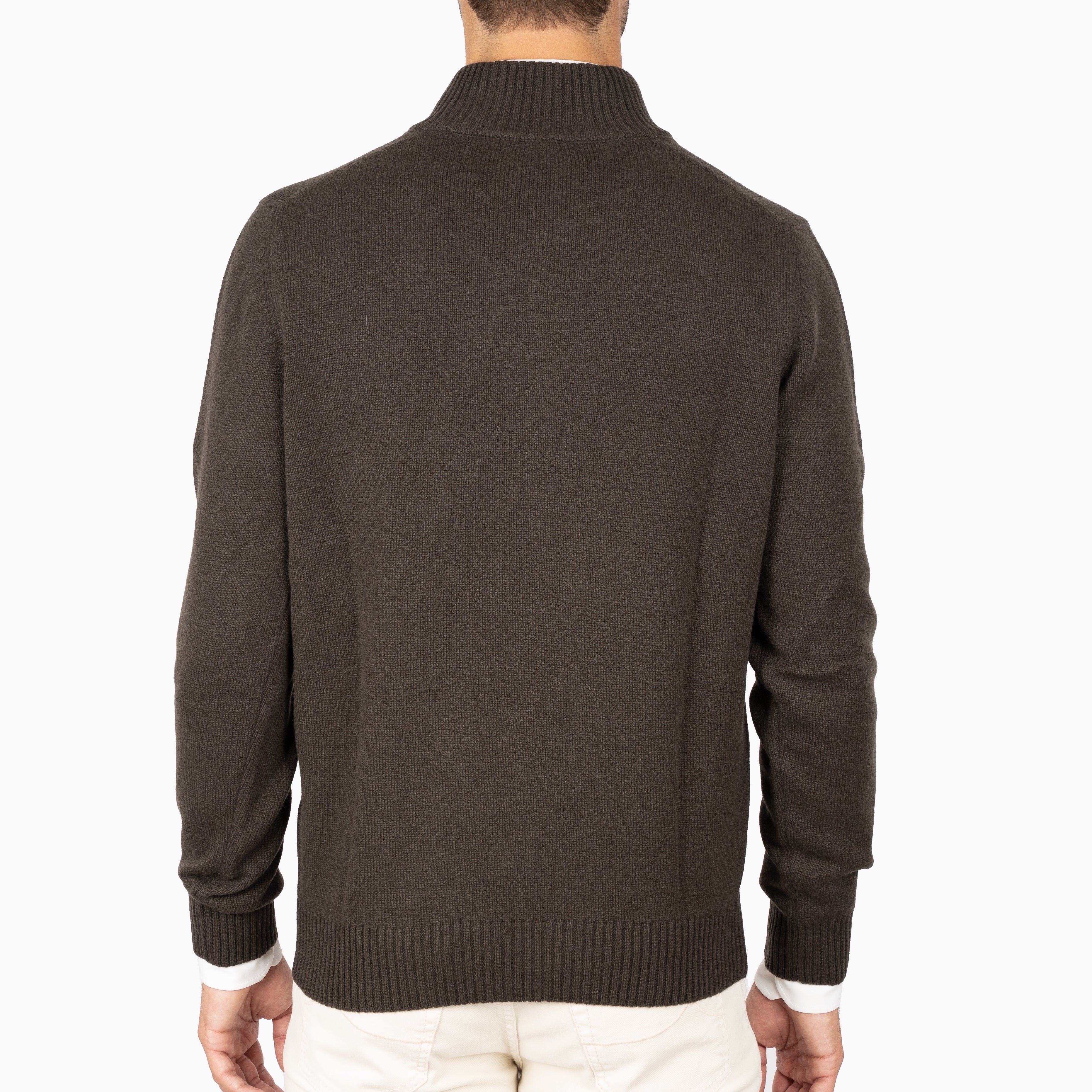 Gran Sasso Gebreide Trui met Rits Bruin | Cashmere Lana