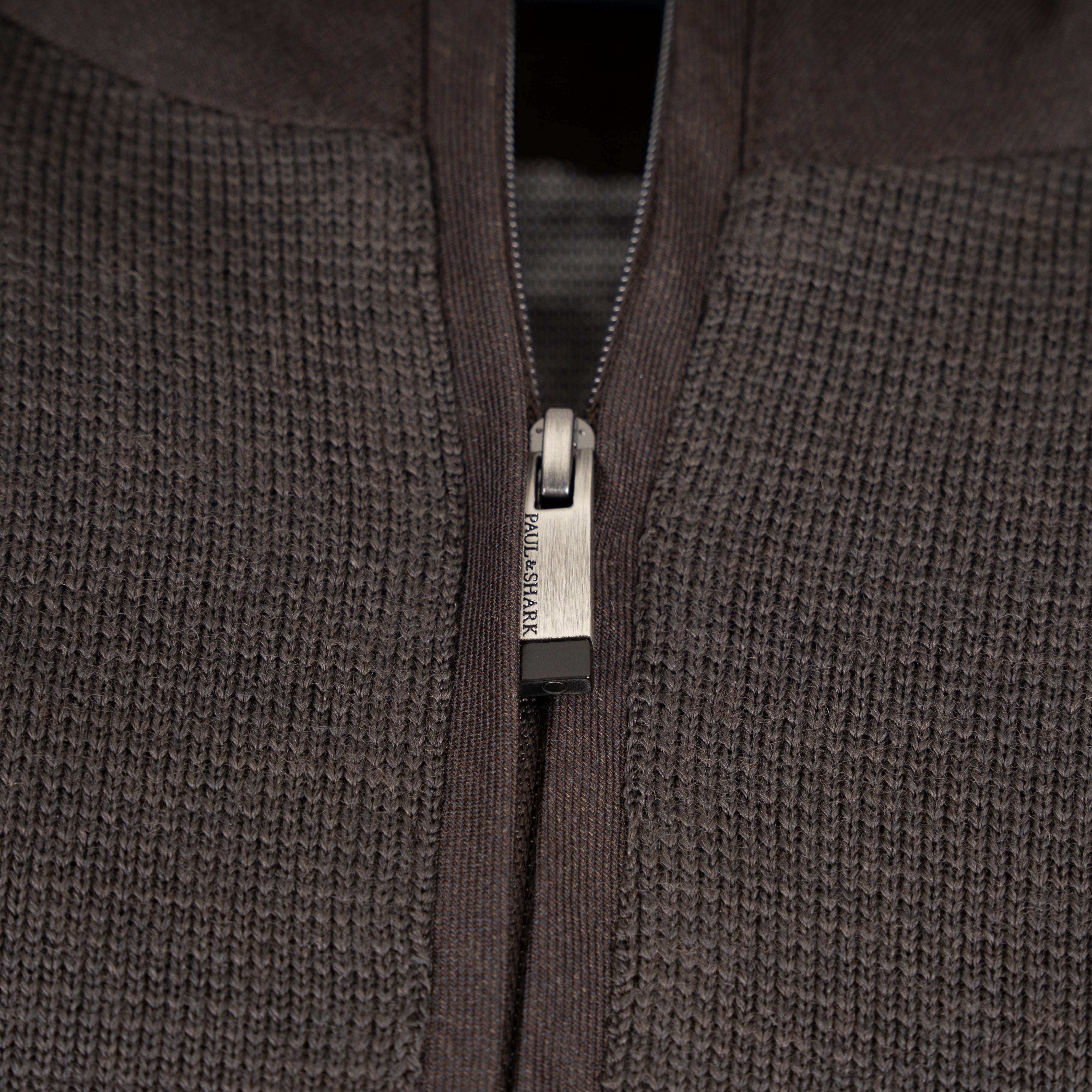 Paul & Shark Gebreide Trui met Rits Bruin | Summer Wool