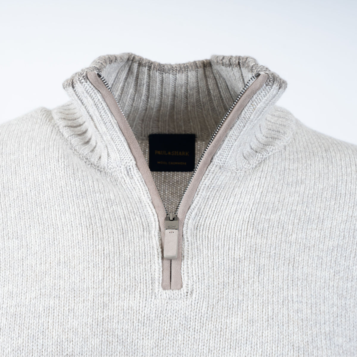 Paul & Shark Gebreide Trui met Rits Beige | Wool & Cashmere