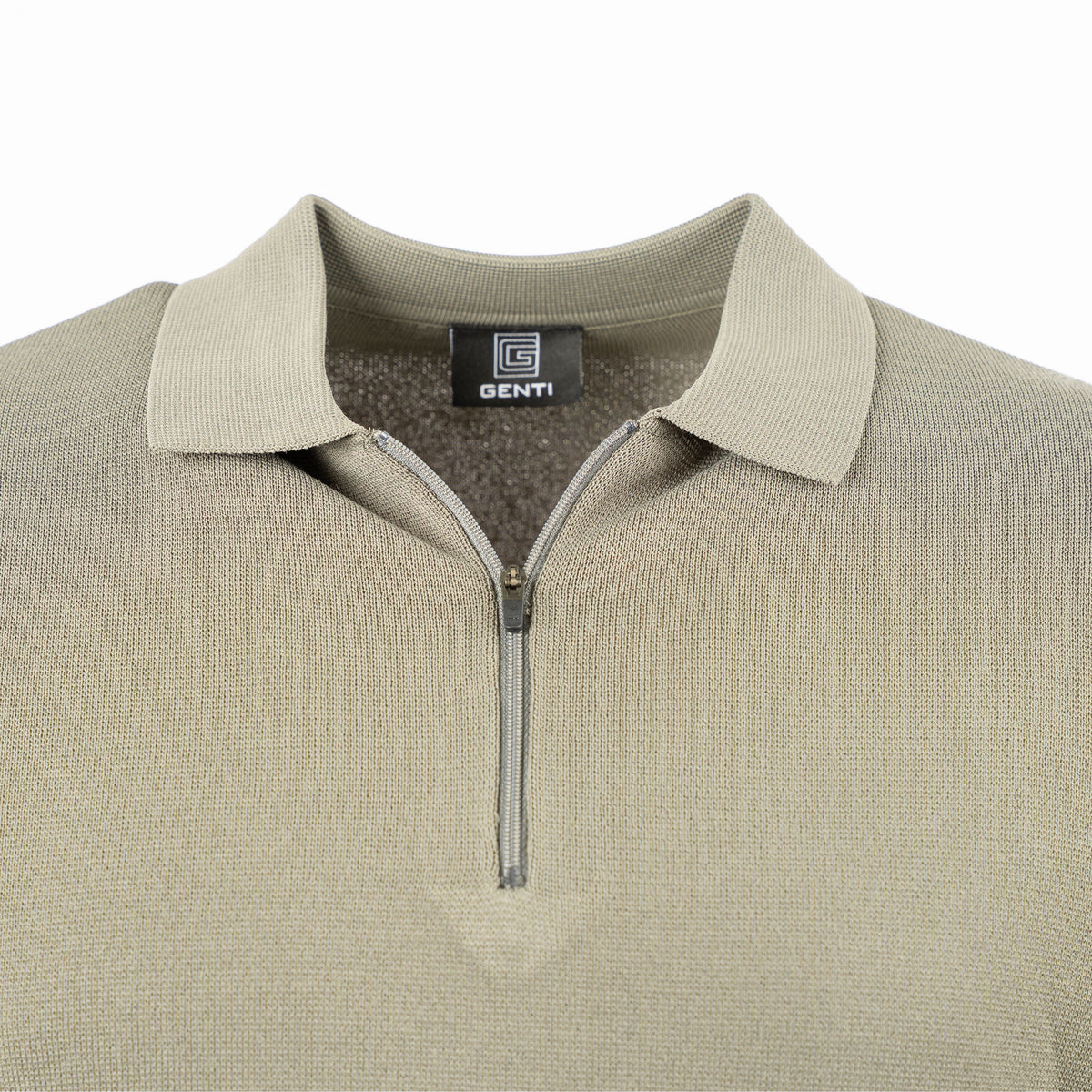 Genti Polo Lange Mouw met Rits Lichtgroen | Cool Dry