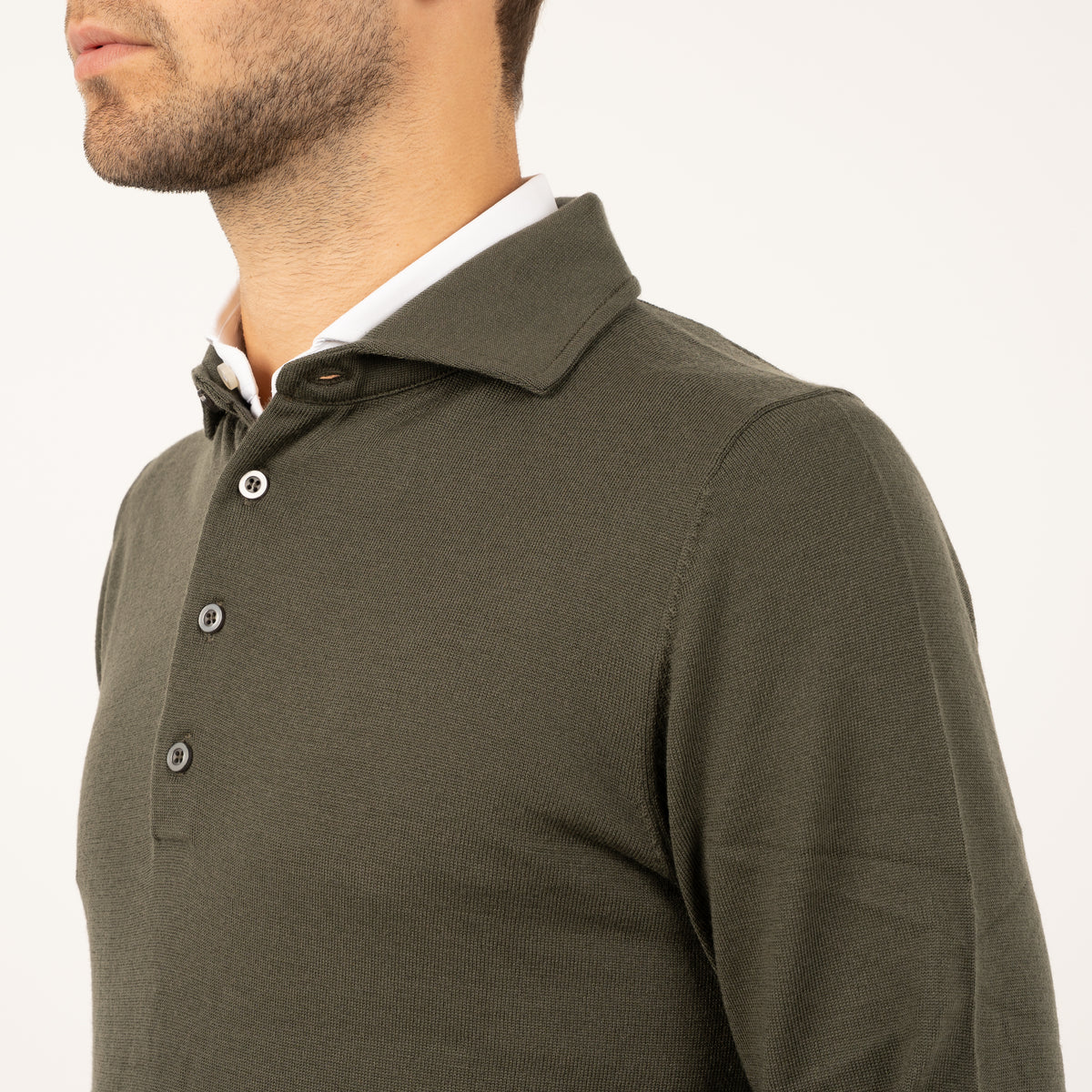 SEVEN DIALS Gebreide Polo Lange Mouw Groen | Cooper