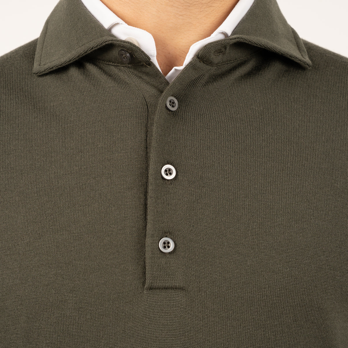 SEVEN DIALS Gebreide Polo Lange Mouw Groen | Cooper