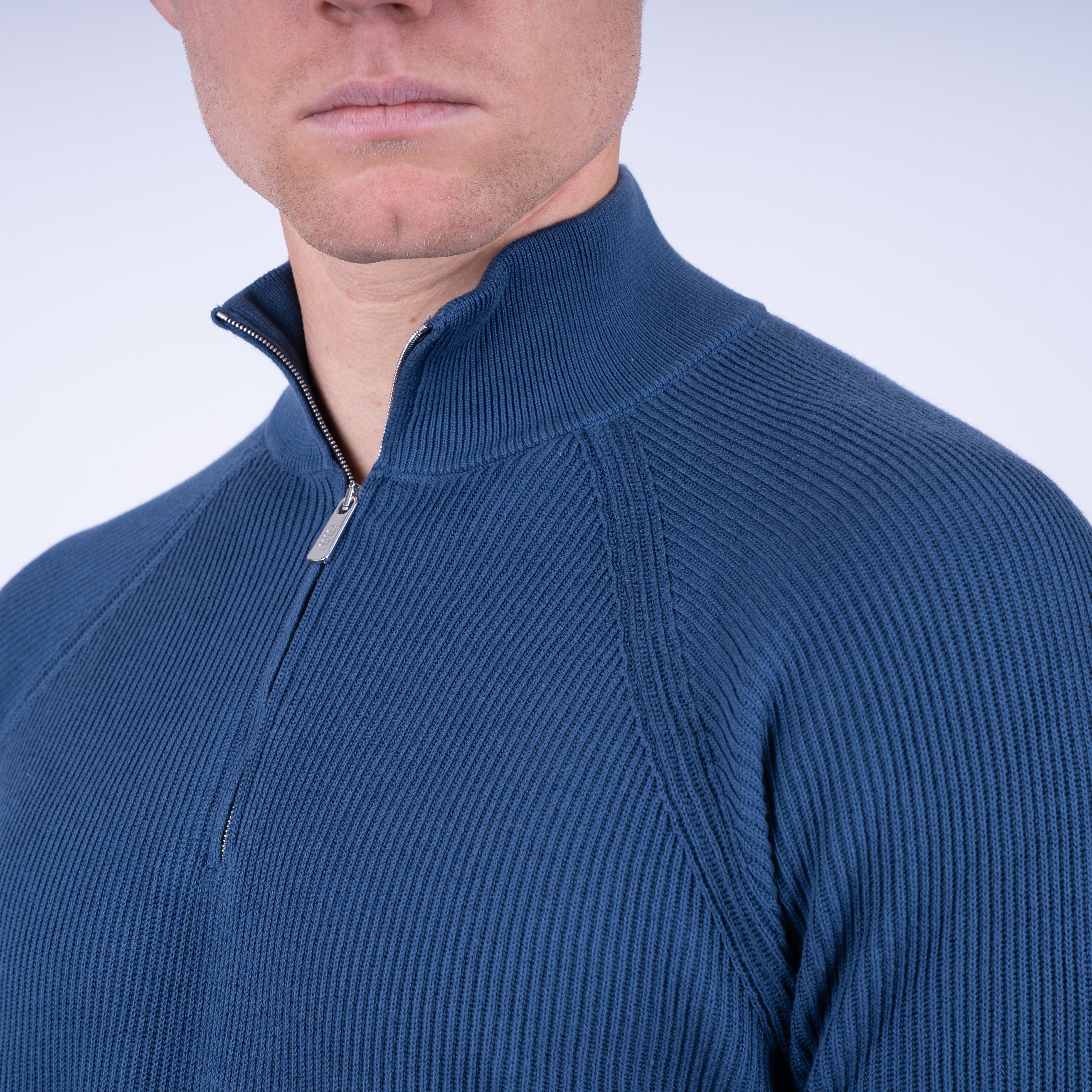 Fedeli Gebreide Trui met Rits Blauw | Paul Giza