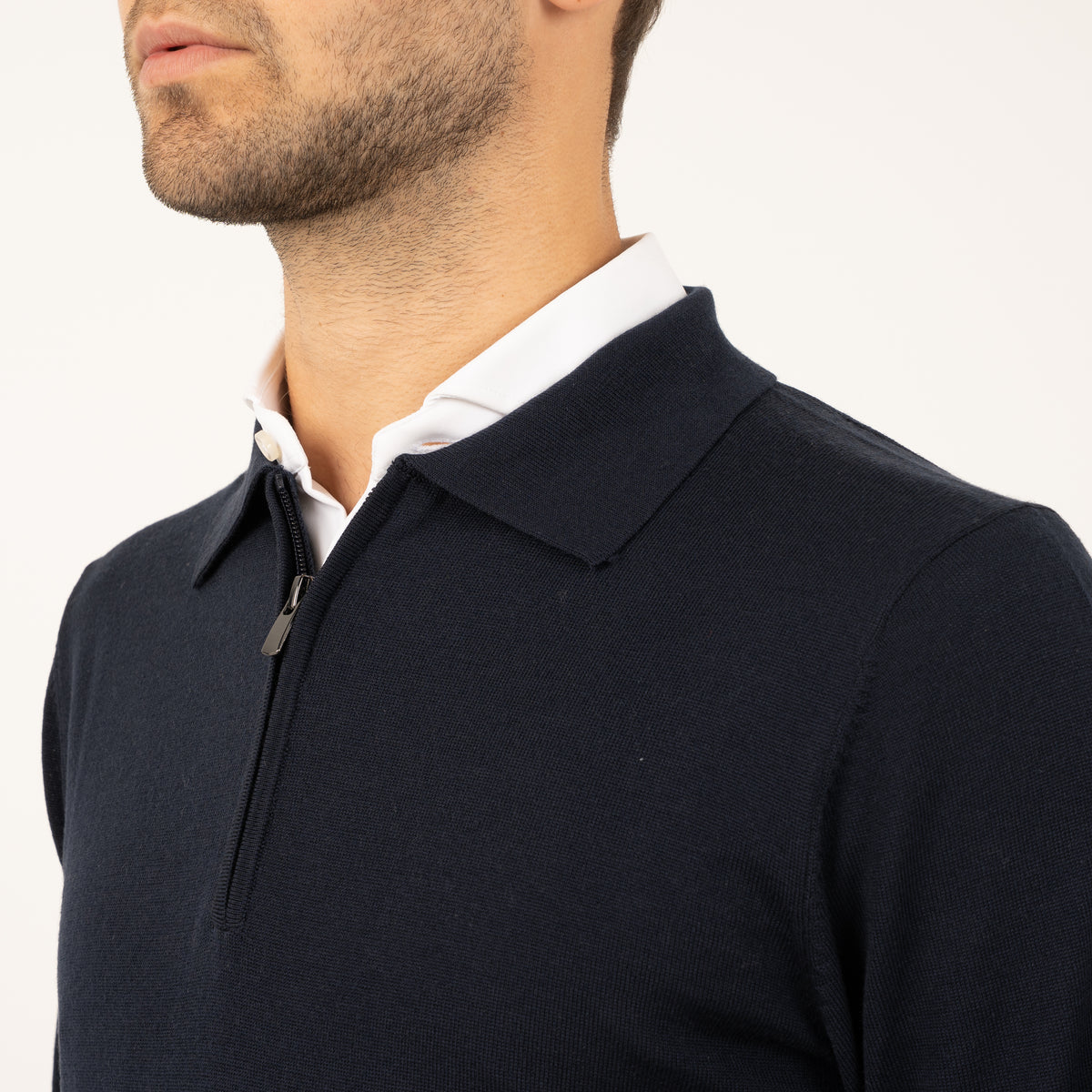 SEVEN DIALS Gebreide Trui met Rits en Polokraag Blauw | Athene