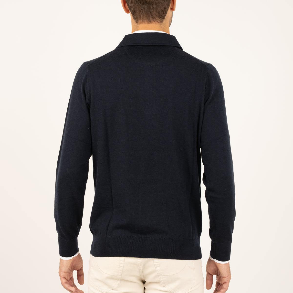 SEVEN DIALS Gebreide Polo Lange Mouw Blauw | Cooper